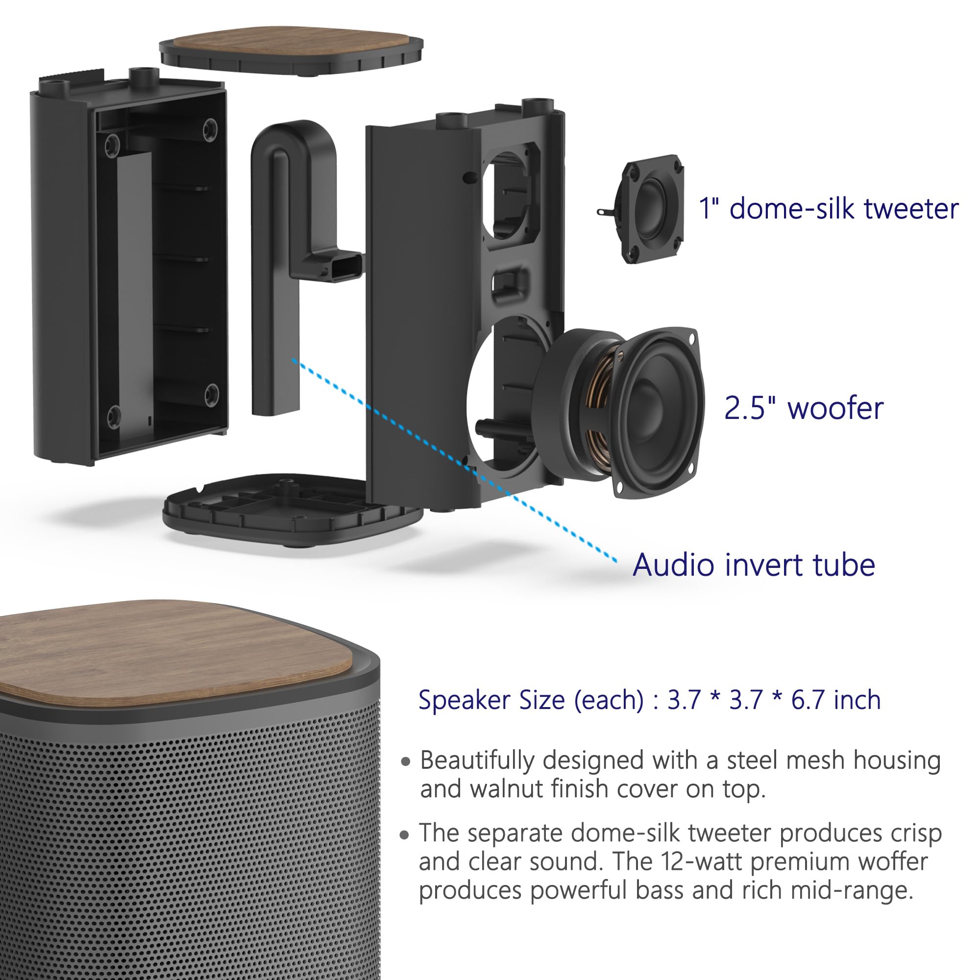 Wireless Bluetooth Computer Speakers with Touch Control for PC, Laptop & Desktop - Stereo Gaming Speakers with 4 EQ Modes, Modern Design (2024 Model) - Perfect for Home Office, Gaming & Music Streaming