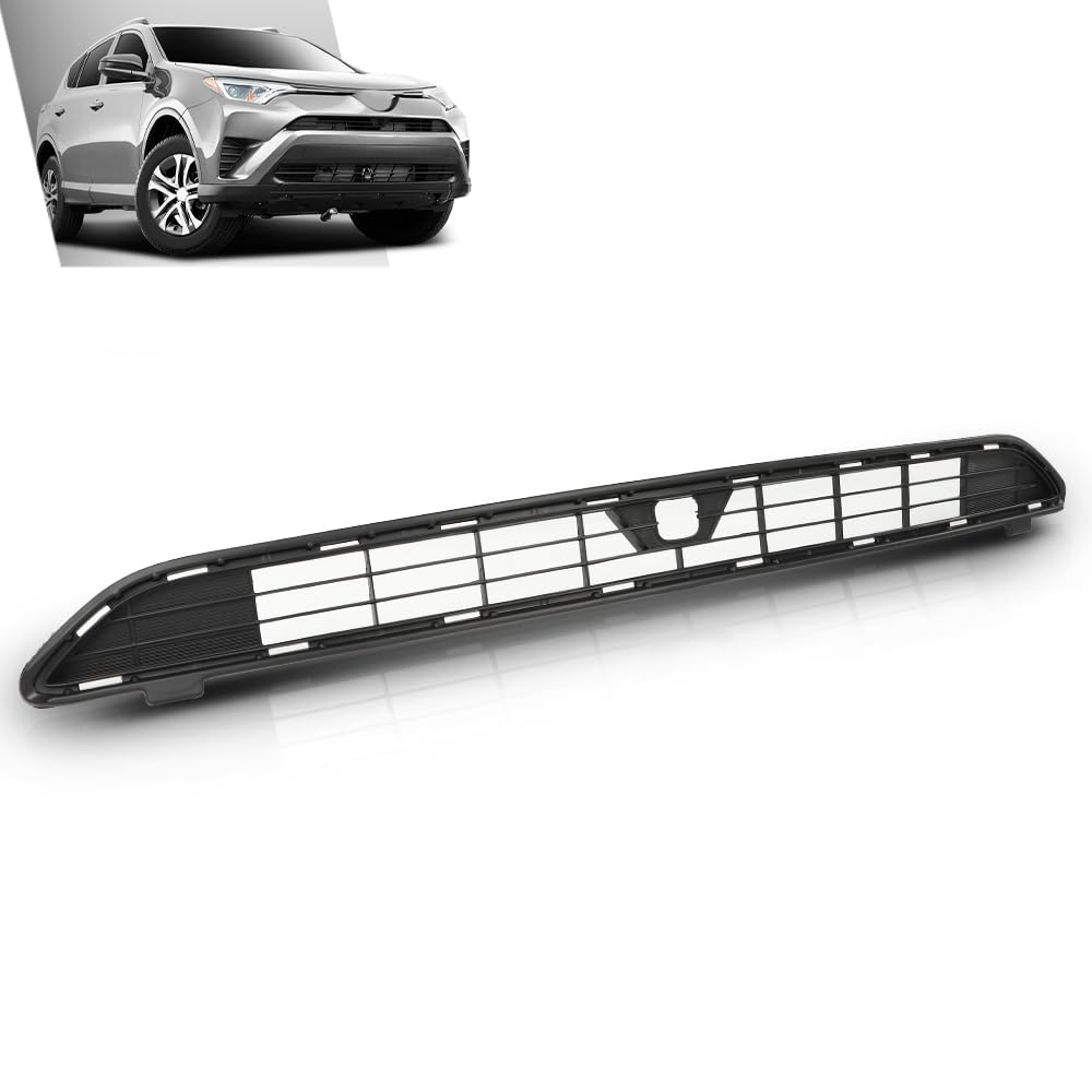 G-PLUS Front Bumper Center Grille with Camera Option for 2016-2018 Toyota RAV4 XLE LE | TO1036177 Replacement Part | Perfect for Off-Roading & Daily Commuting