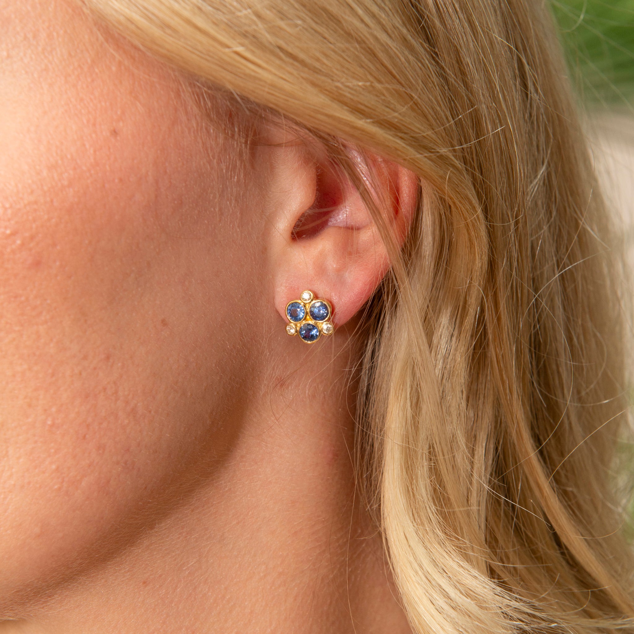 Temple St. Clair Blue Sapphire Trio Earrings - 14K Gold Dangle Earrings for Women | Elegant Jewelry Gift for Birthday, Anniversary & Special Occasions | Perfect for Evening Parties, Weddings & Date Nights