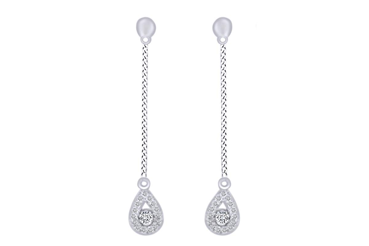 10K Solid Gold Round White Natural Diamond Drop Dangle Earrings (0.10 Cttw, I2-I3 Clarity, I-J Color) - Elegant Jewelry for Weddings, Parties & Special Occasions