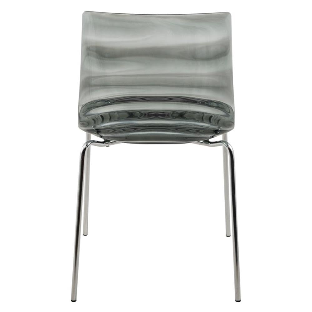 Modern Acrylic Lucite Dining Chair with Chrome Metal Legs - LeisureMod Astor Water Ripple Design for Contemporary Dining Room, Kitchen, Office & Small Spaces - Perfect for Home Decor, Restaurant Seating & Compact Living Areas