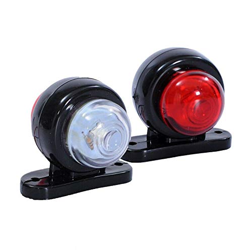 12V LED Tail Lights & Side Marker Lights - Set of 2 White/Red Clearance Lights for Truck Chassis | Durable Position Indicators for Semi Trucks & Trailers