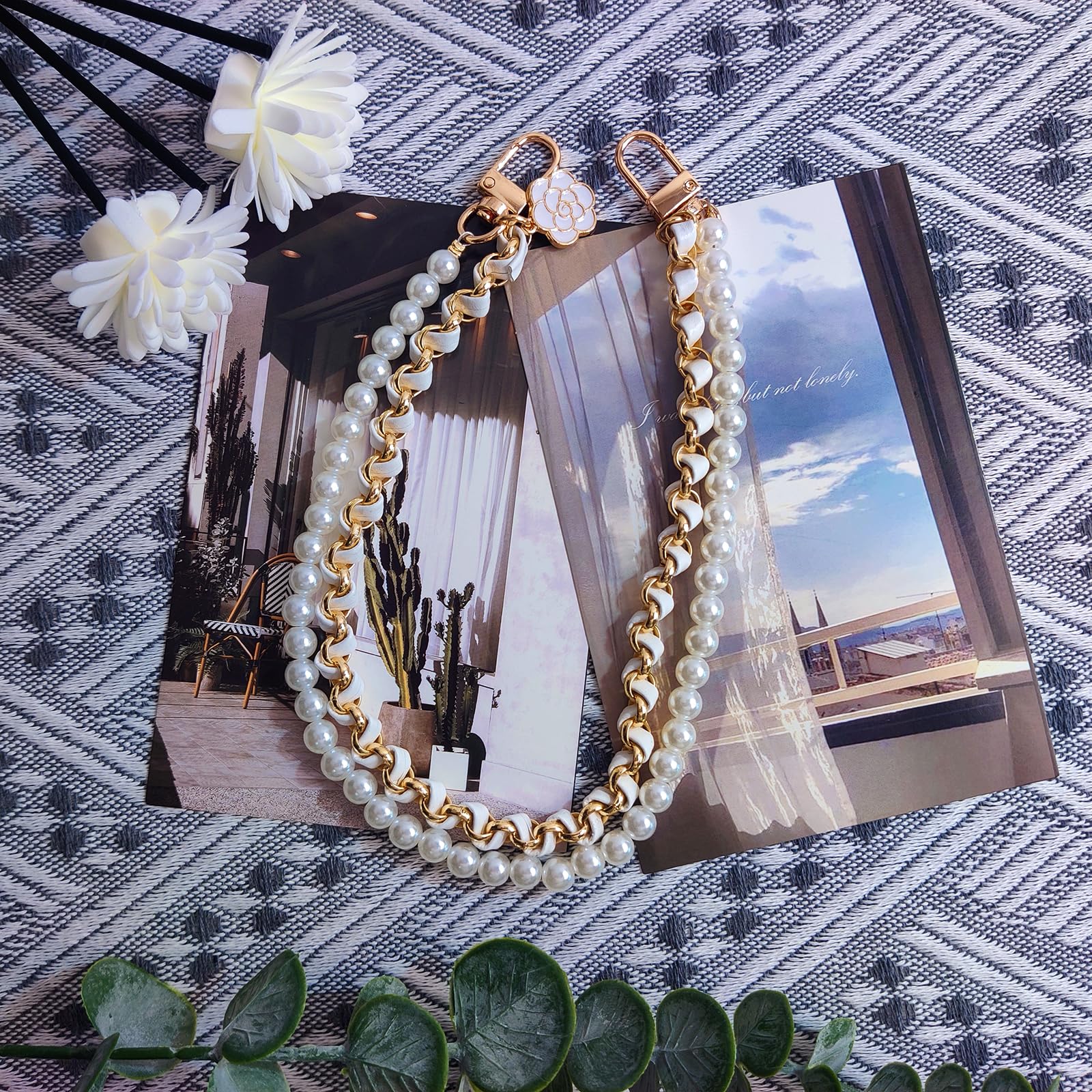 Anti-Loss Phone Wrist Strap with Pearl Beads - Double Chain Phone Lanyard for Smartphones, Keys, Wallet & Camera - Perfect for Gym, Travel and Daily Use