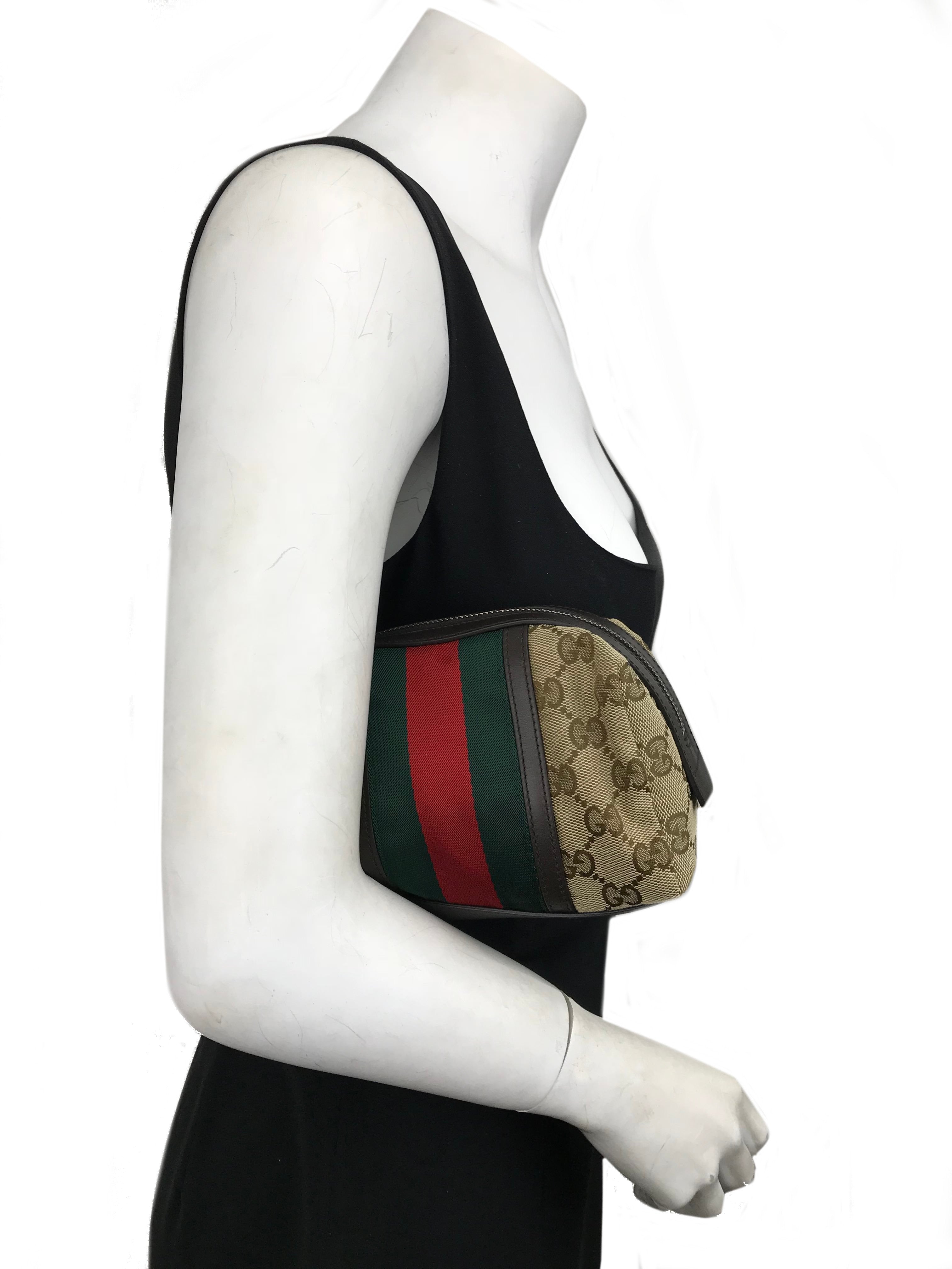 Gucci GG Canvas Web Cosmetic Pouch - Luxury Makeup Bag for Women, Travel Toiletry Organizer (Perfect for Travel, Gym & Everyday Use)