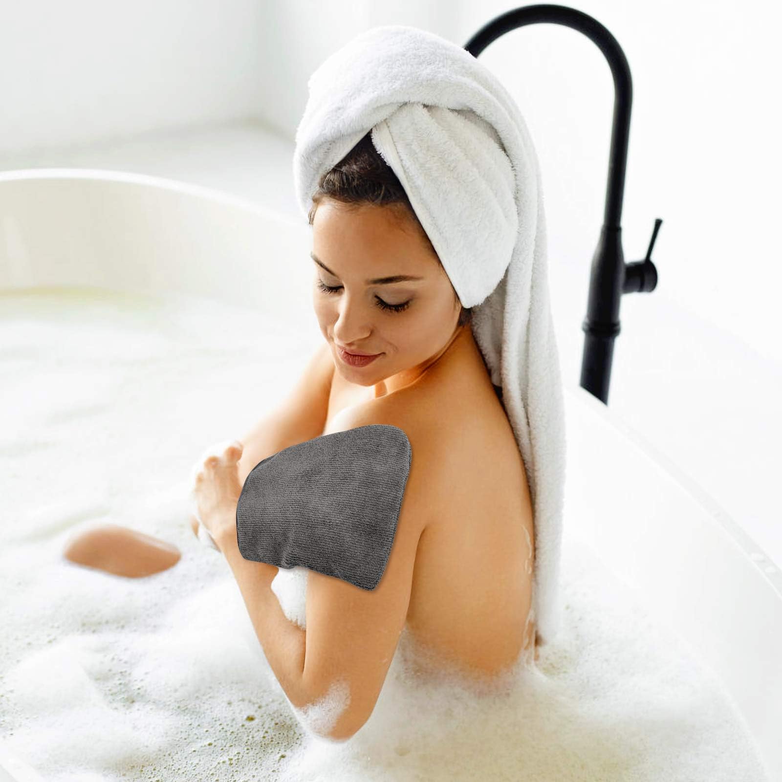 PHOGARY 10 Pack Microfiber Bath Gloves - Soft Reusable Face & Body Wash Mitts for Spa, Makeup Removal - 6x8 Inch Grey European Style Wash Cloths - Perfect for Shower, Skincare & Travel Essentials