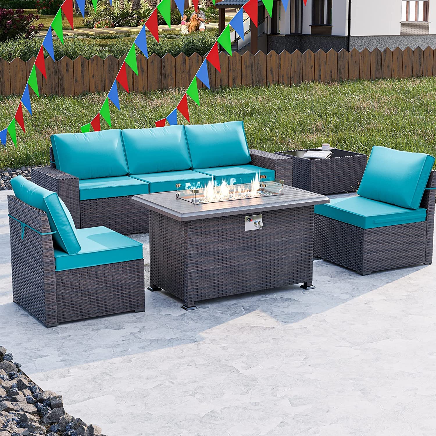 **Kullavik 7-Piece Outdoor Patio Furniture Set with 43