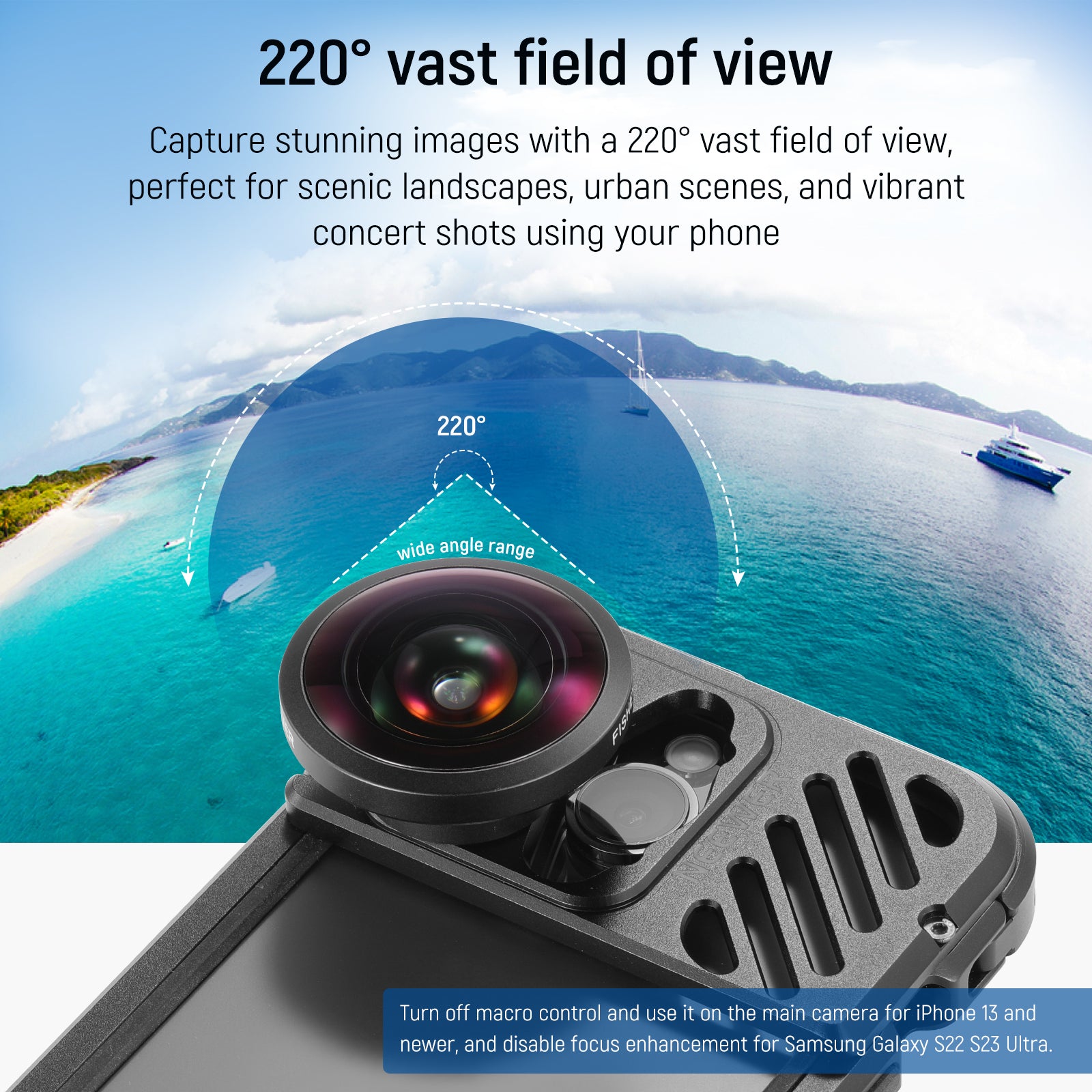 NEEWER LS 29 8mm HD Fisheye Lens for Smartphones with 17mm Thread - Perfect for Wide-Angle Photography, Vlogging & Travel Adventures