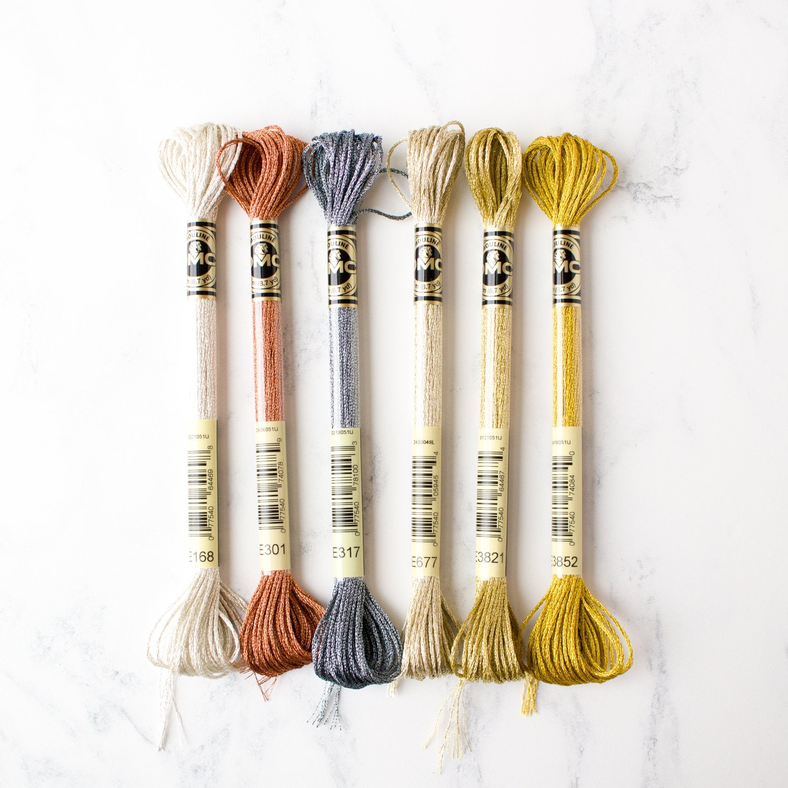 DMC Light Effects Metallic Embroidery Floss - Precious Metals Pack (6 Colors) for DIY Crafts, Cross Stitch, and Hand Embroidery Projects | Perfect for Holiday Decorations, Gift Wrapping, and Fashion Accessories