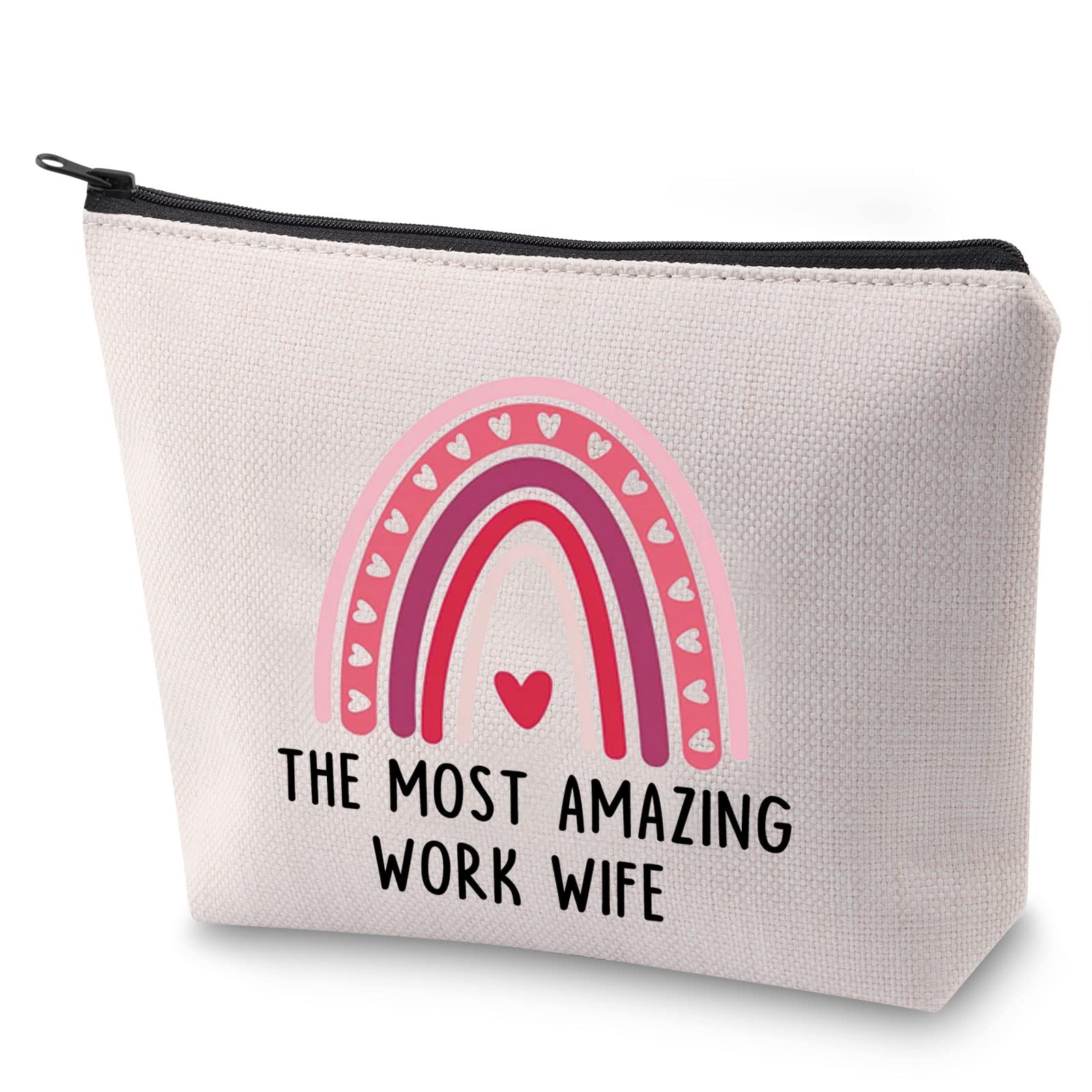 ZJXHPO Best Work Wife Ever Cosmetic Bag - Premium Makeup Zipper Pouch for Women - Perfect Coworker Gift for Office, Travel & Daily Use (Amazing Work Wife Design)