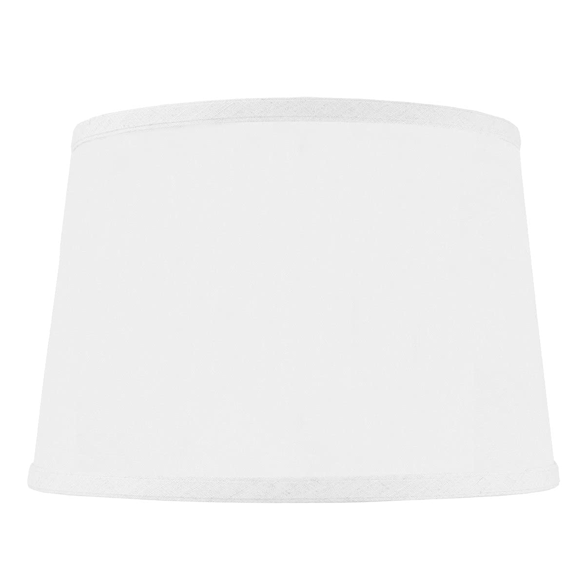 10x12x08 Hardback Shallow Drum Lampshade - White Linen with Brass Spider Fitter - Medium Off-White - Perfect for Table Lamps, Desk Lamps & Living Room Lighting - Home Office Decor, Bedside Reading Light, Coffee Table Accent
