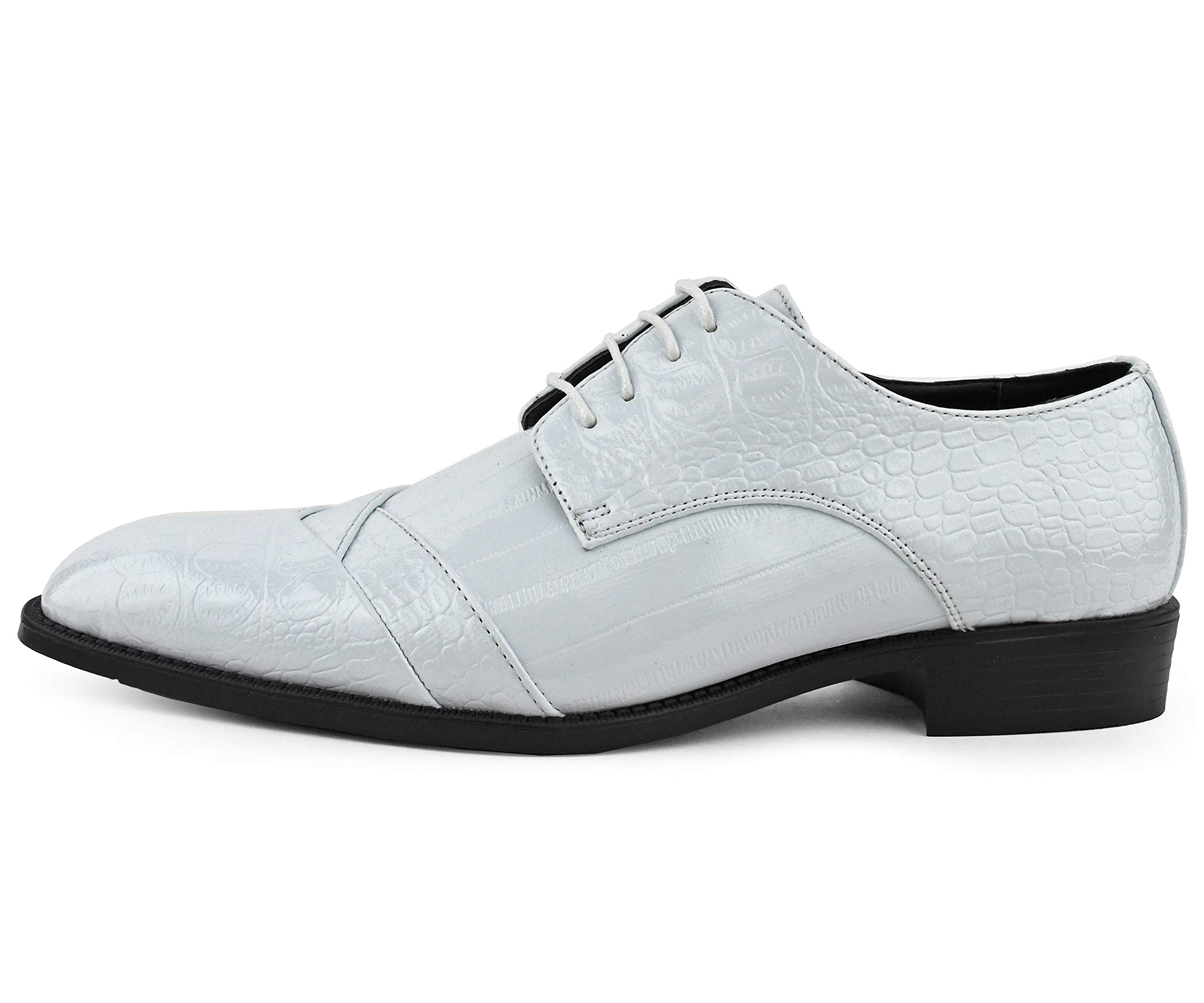 Bolano Bandit Men's Cap Toe Oxford Dress Shoes - Alligator Print Leather Formal Shoes for Business & Wedding - Comfortable Croc Folded Oxfords for Office, Party & Special Occasions