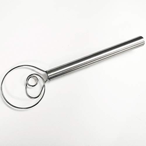Arinda 12 Inch Stainless Steel Danish Dough Whisk - Heavy Duty Dutch Bread Mixer for Baking, Cooking & Pastry Making - Perfect for Bread, Pizza Dough, Cookies & Cake Batter