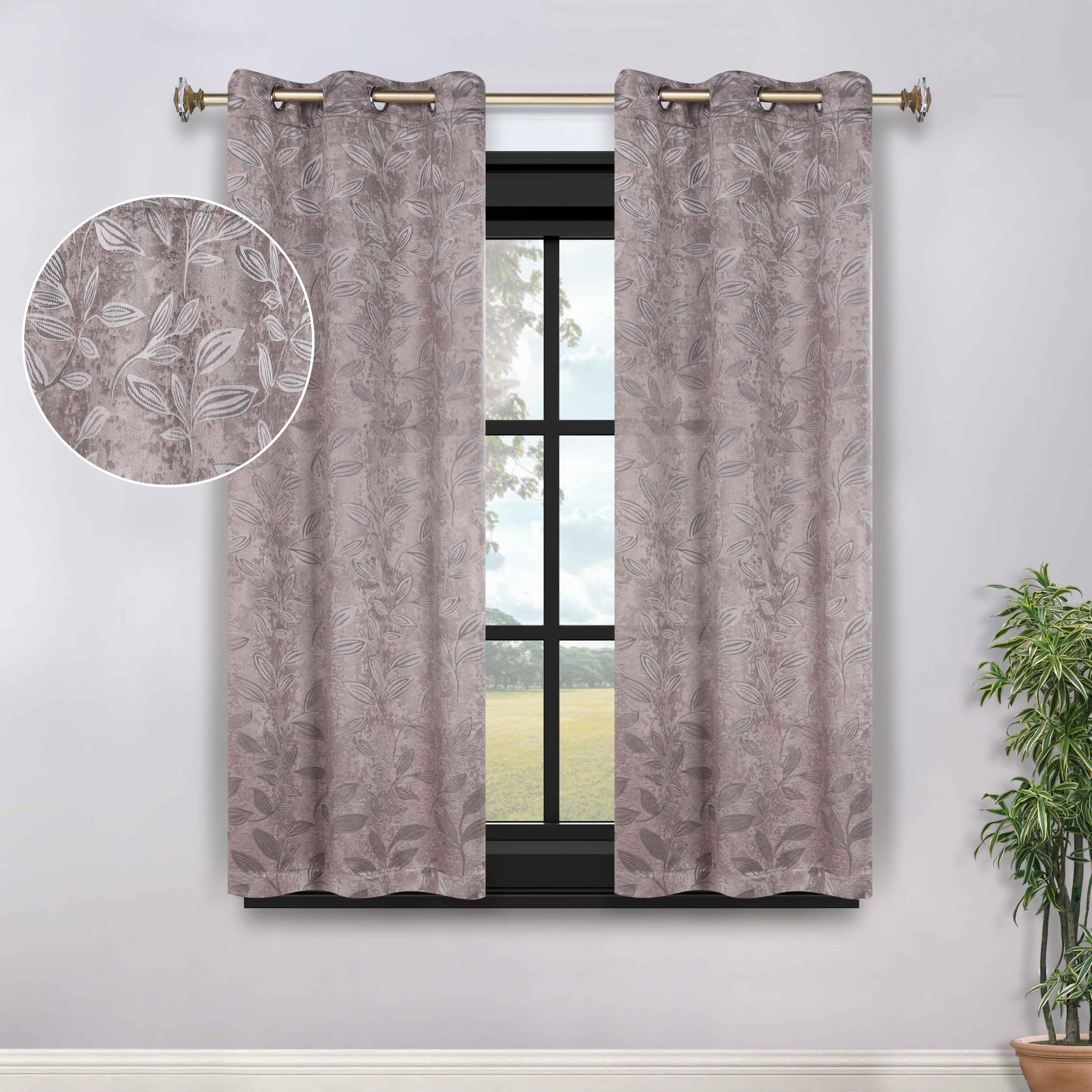Leaves Grommet Blackout Curtains Set of 2 - Thermal Insulated Room Darkening Drapes for Bedroom & Living Room - Noise Reducing Window Treatment for Home Decor