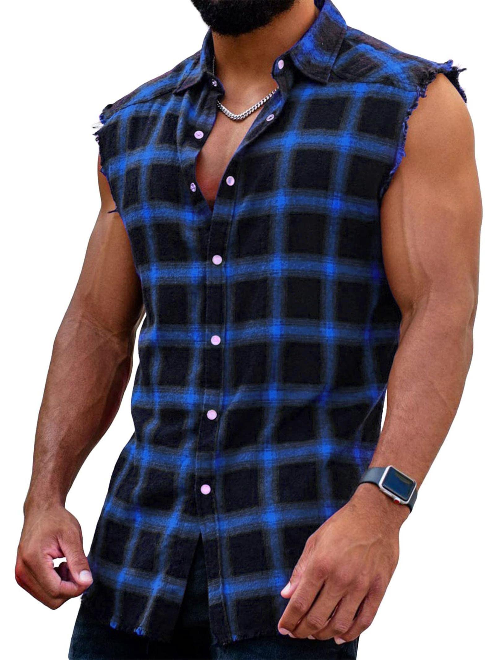 Men's Sleeveless Flannel Plaid Shirts - Casual Button Down Cowboy Vest for Western Style | Perfect for Outdoor Adventures, Rodeos & Country Music Festivals