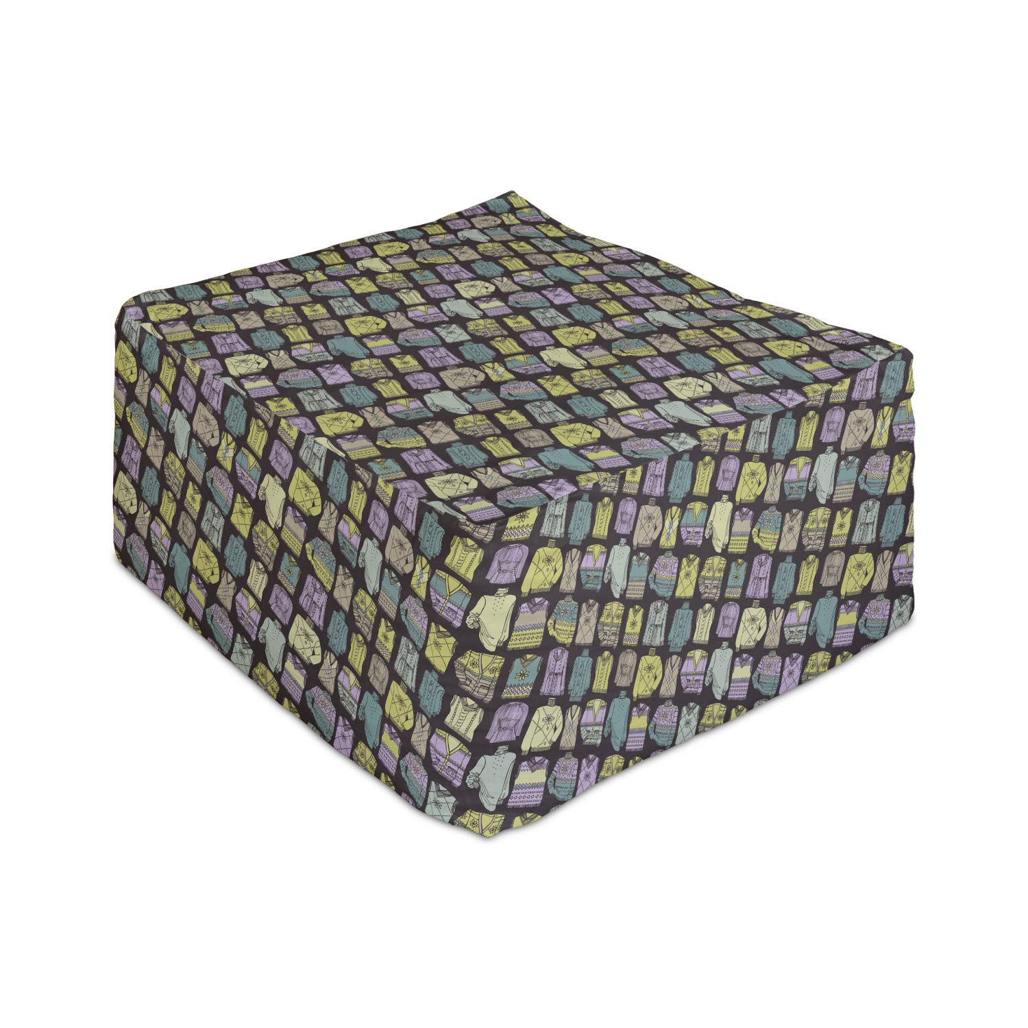 Ambesonne Vintage Knitted Rectangle Pouf Ottoman - 25