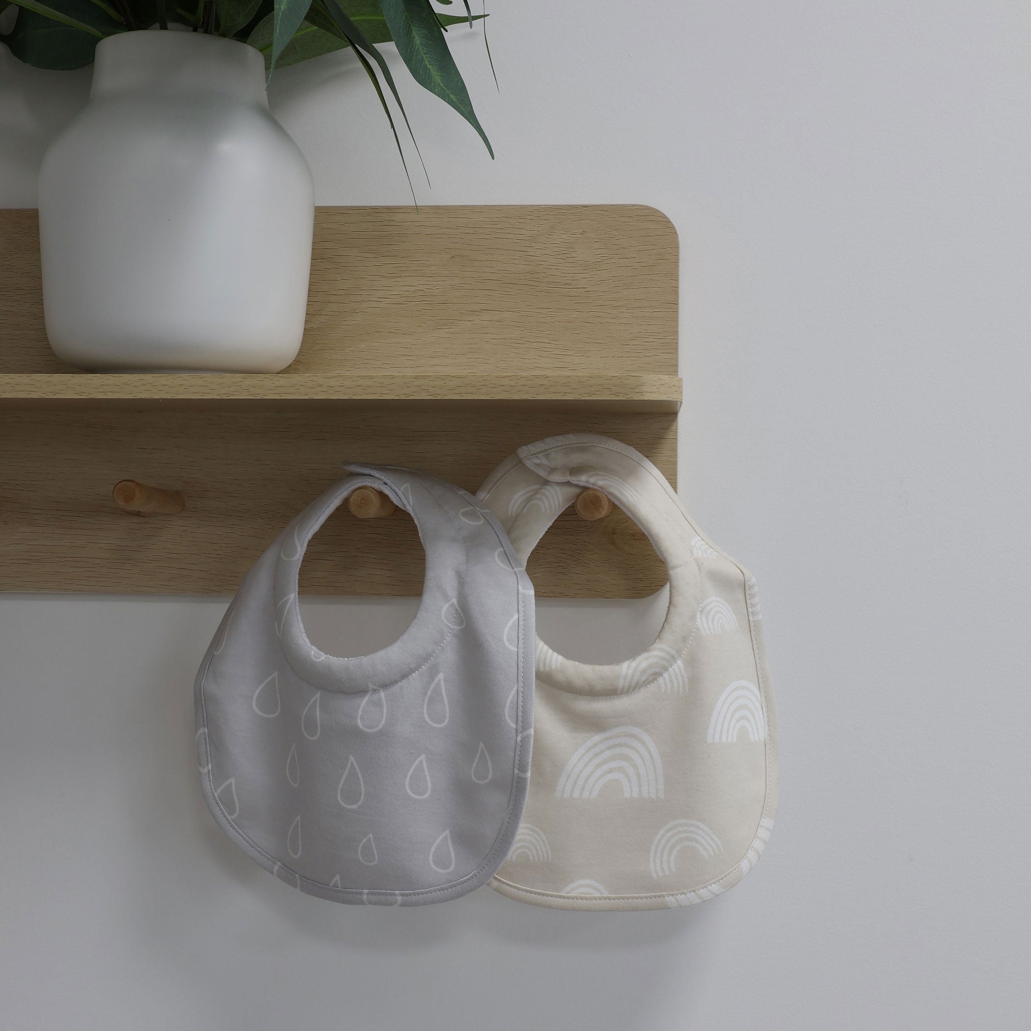 Nordic Style 2-Pack Baby Dribble Bibs - Soft Cotton Drool Bibs for Infants (Grey/Sand) - Perfect for Feeding, Teething & Everyday Use