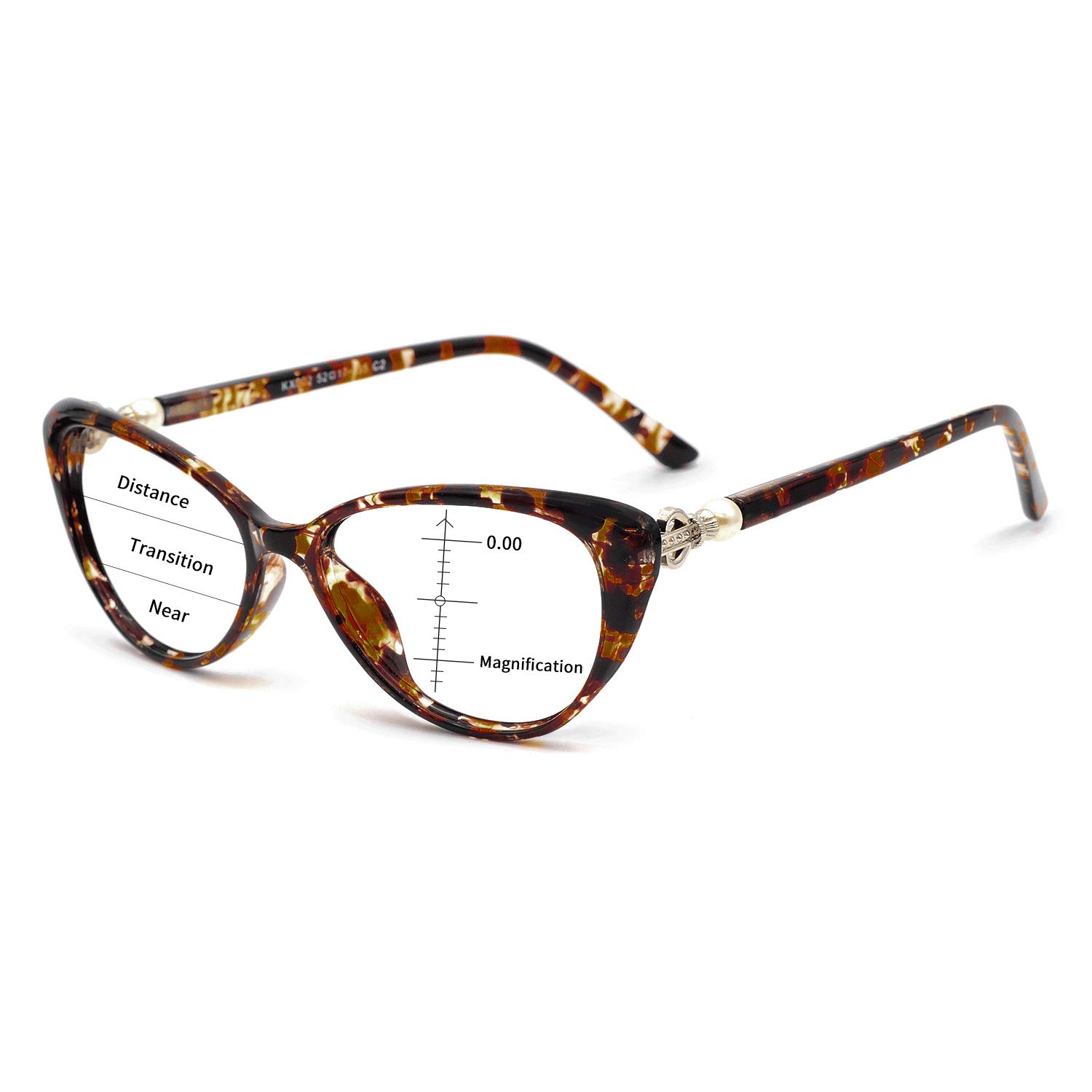 OCCI CHIARI Women's Progressive Reading Glasses with Blue Light Blocking & Multifocus Transition Lenses - Perfect for Computer Work, Reading & Indoor/Outdoor Use