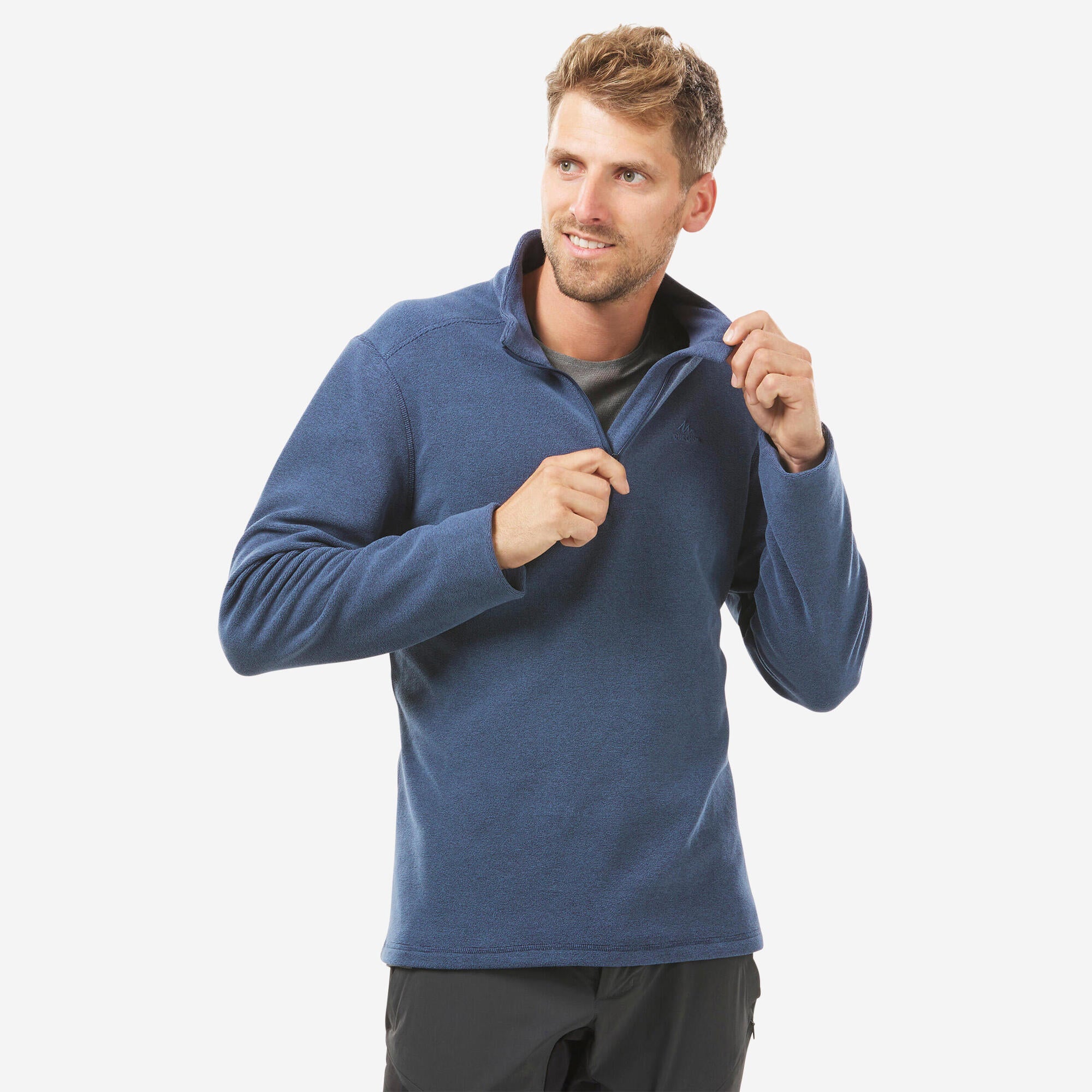 Quechua Men's MH100 Lightweight Hiking Fleece Jacket - Warm & Breathable for Outdoor Adventures, Camping & Trail Running