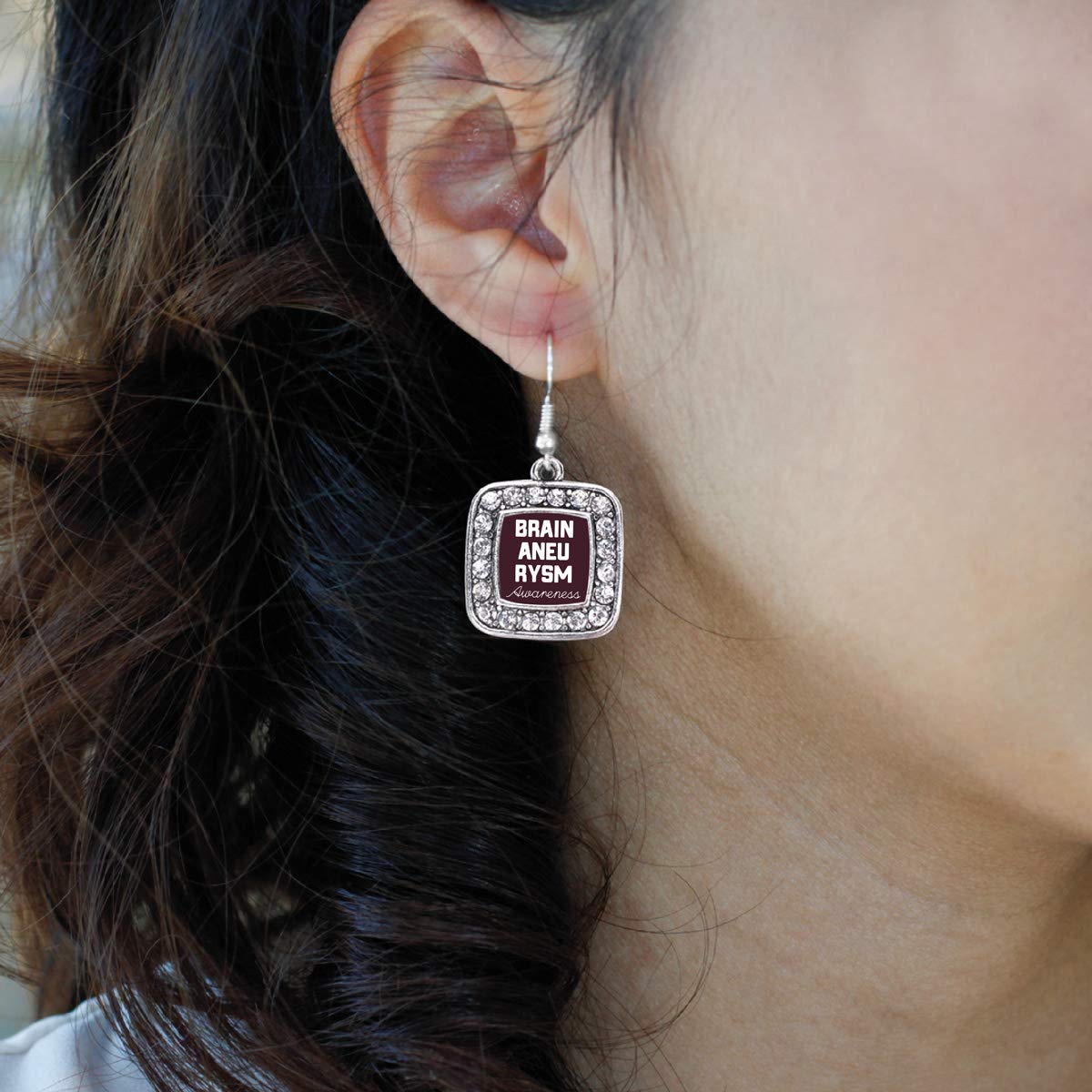 Elegant Silver Square Charm French Hook Drop Earrings with Cubic Zirconia - Sterling Silver Dangle Earrings for Women - Perfect for Parties, Weddings & Evening Events