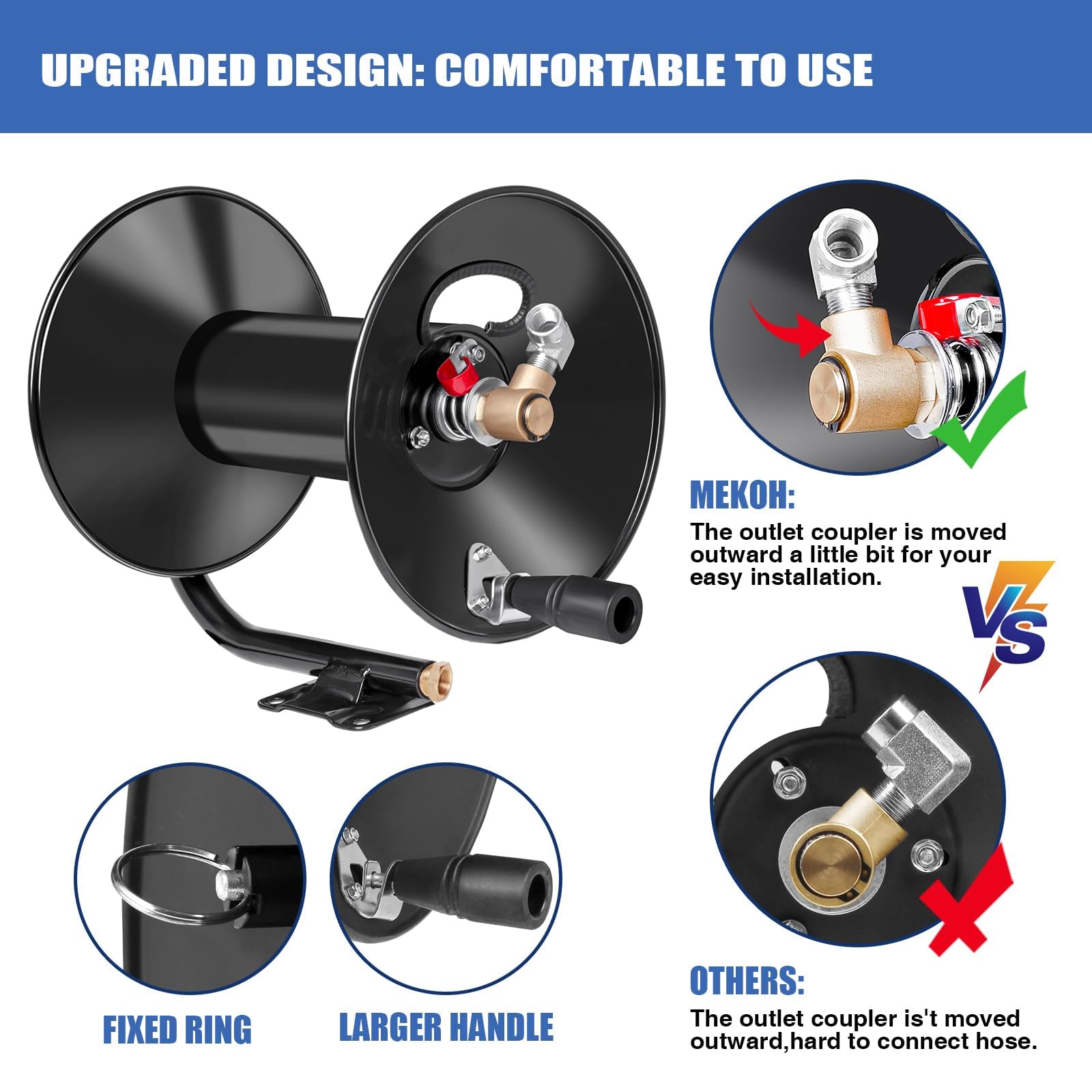 **4000PSI Heavy Duty Pressure Washer Hose Reel - 100ft x 3/8