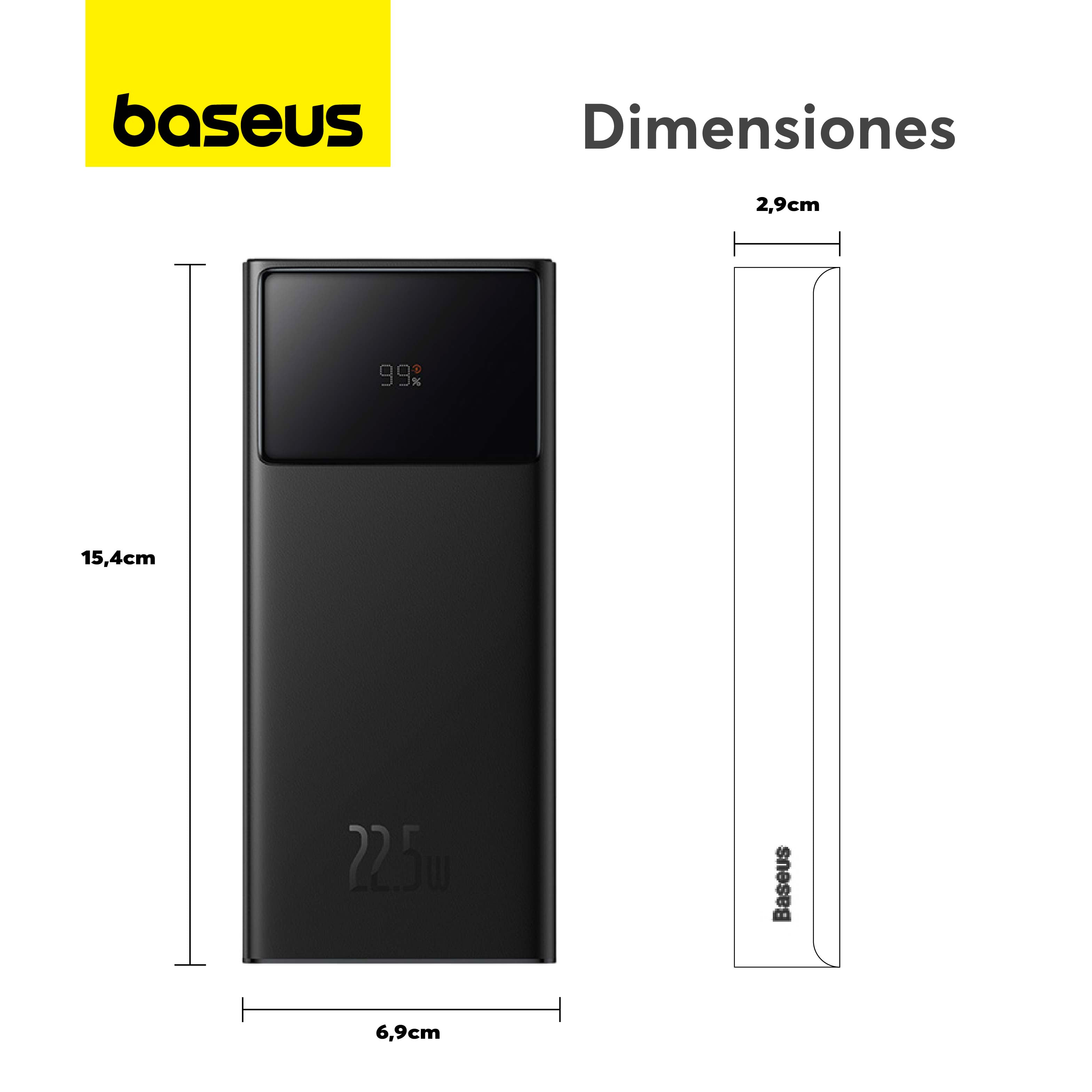 Baseus 30000mAh Power Bank with Digital Display, 22.5W Fast Charging, USB to Type-C Cable Included - Portable Charger for Travel, Camping, and Emergency Power Backup (Black)