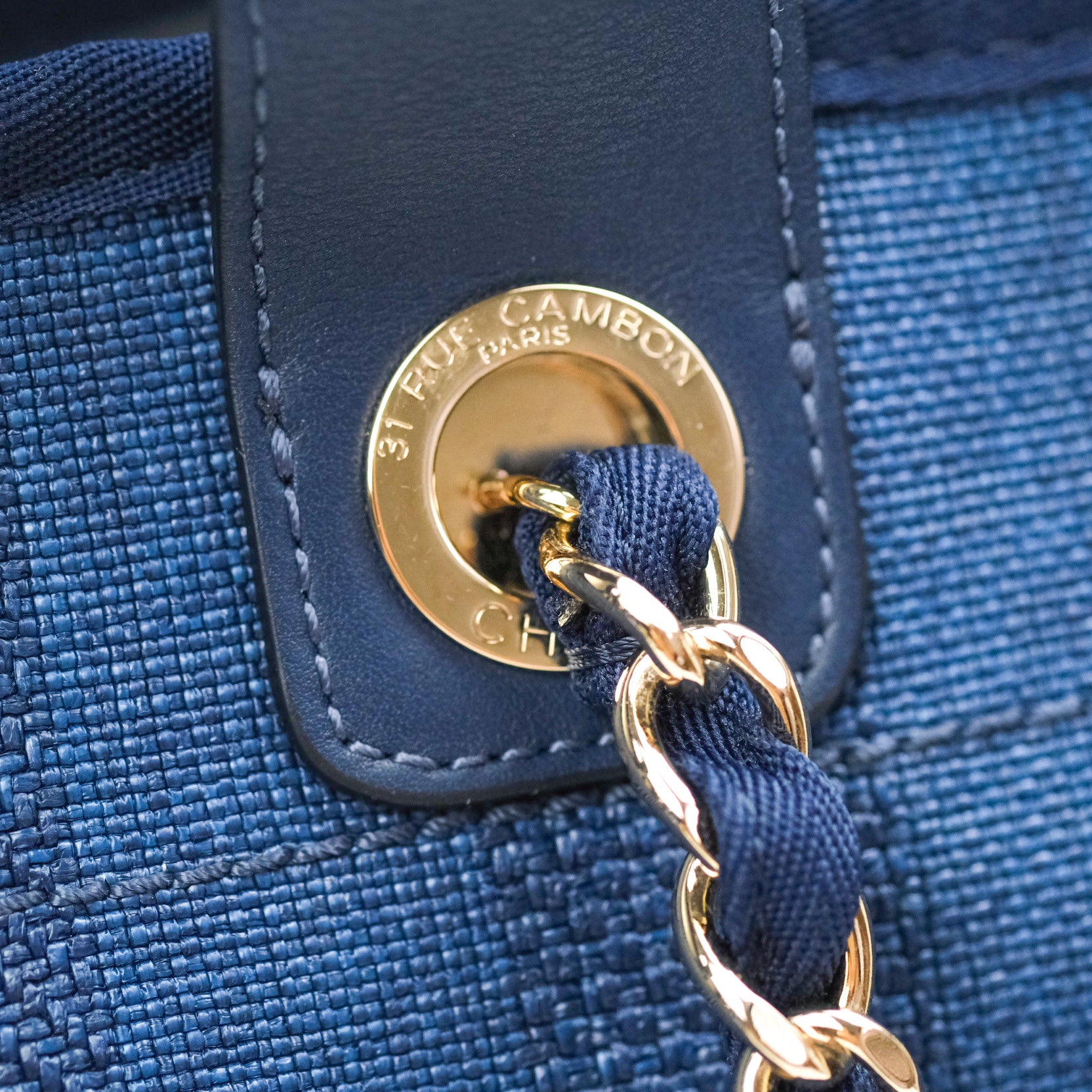 Chanel Canvas Large Deauville Tote Bag Navy Blue Striped 20S - Luxury Designer Beach Tote for Women, Perfect for Travel, Shopping & Everyday Use