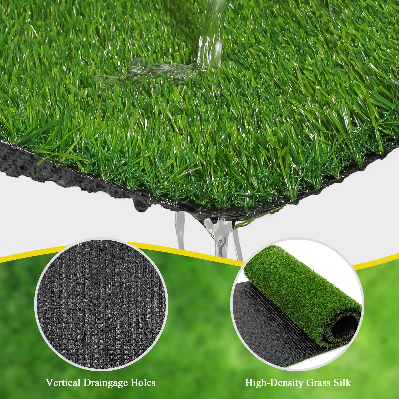 Bsmathom 4x6Ft Artificial Grass Rug - Indoor Outdoor Synthetic Turf Mat with Drainage Holes for Patio, Balcony, Garden, Lawn & Landscape - Perfect for Home Decor, Pet Areas & Play Spaces