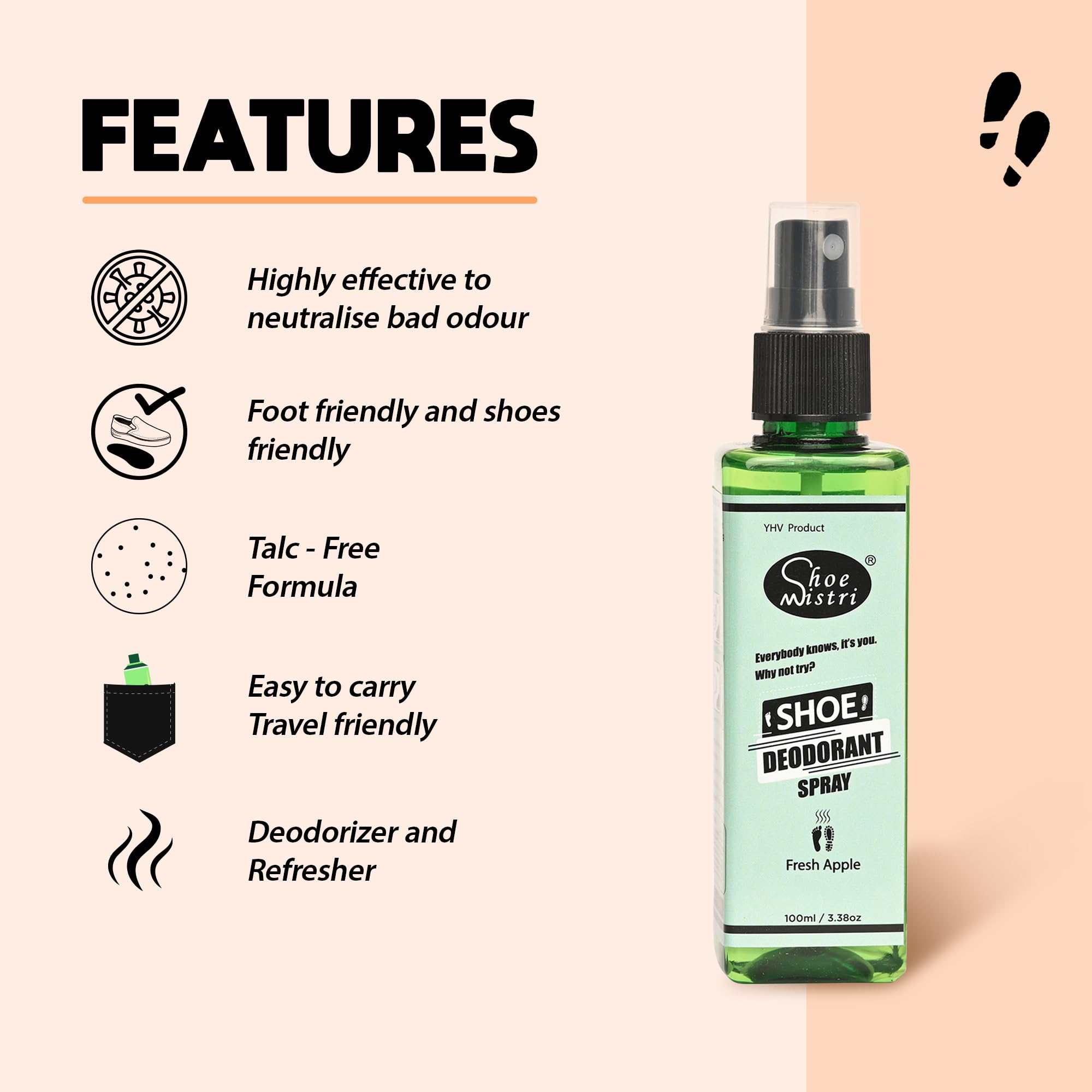 Best Shoe Deodorant Spray - Eliminates Foot & Shoe Odor | Kills Odor-Causing Bacteria | Perfect for Gym Shoes, Work Boots & Daily Wear
