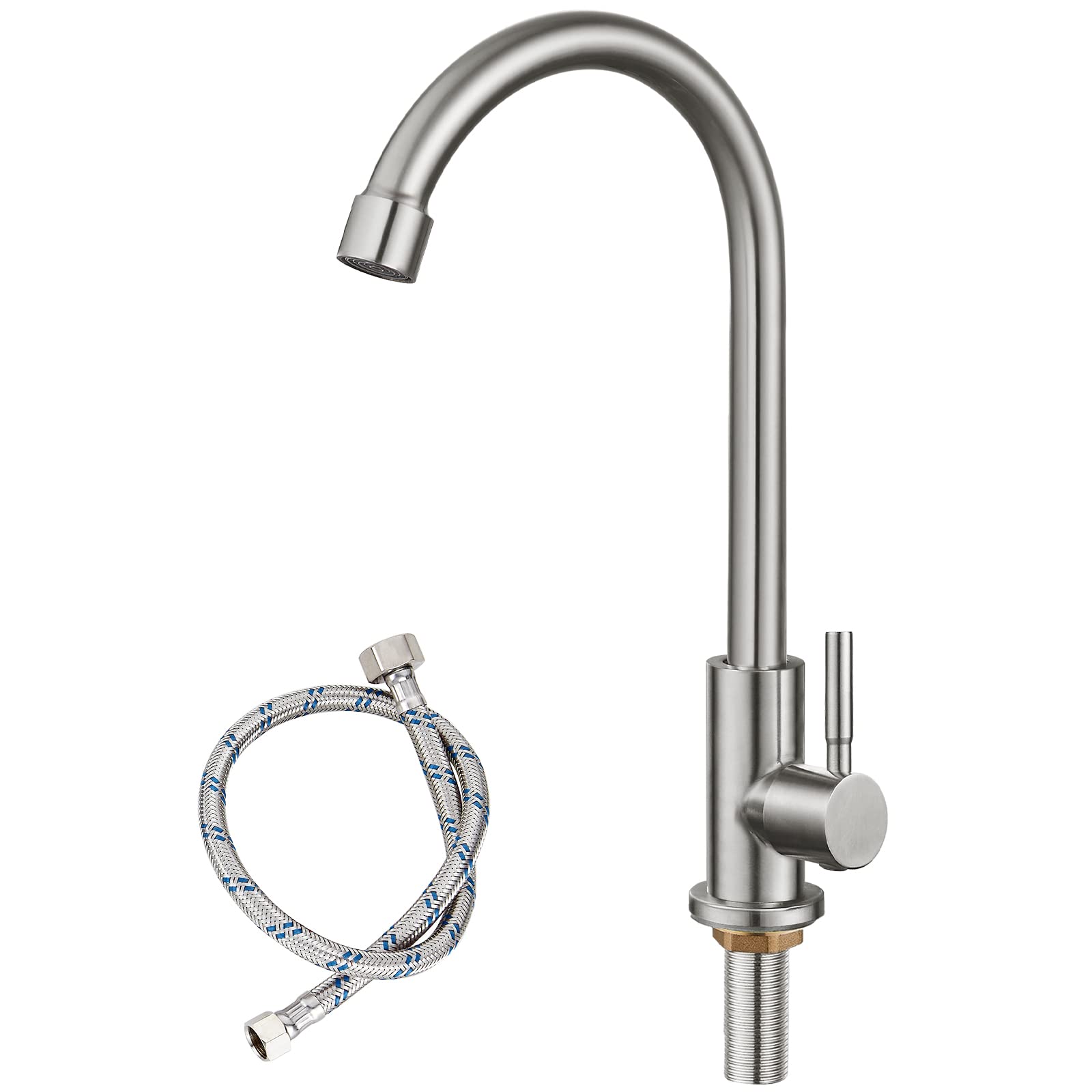 Gotonovo Brushed Nickel Stainless Steel Single Handle Cold Water Kitchen Sink Faucet - Rotatable Bar Faucet for Bathroom & Kitchen, Silver Finish - Perfect for Modern Homes & Commercial Spaces