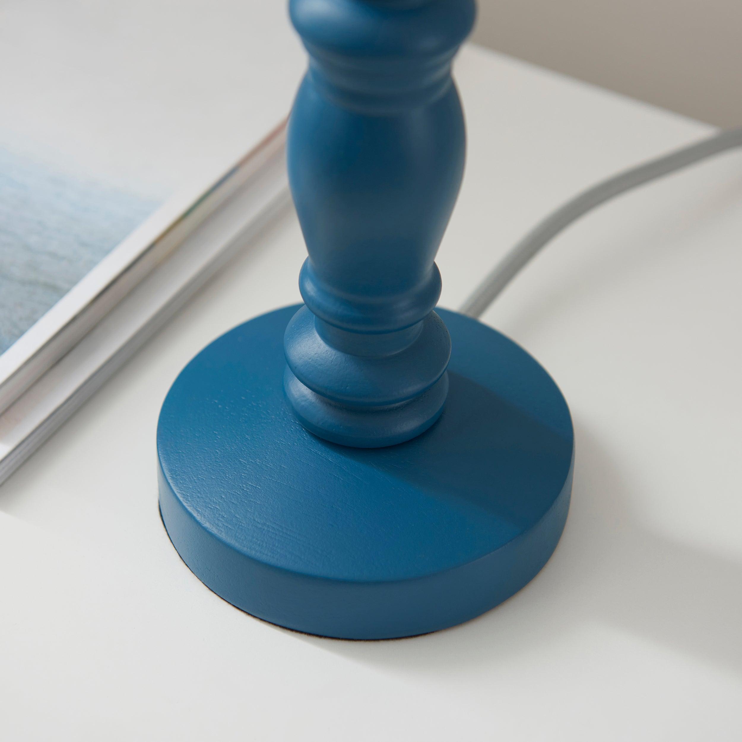 Bibury Blue Table Lamp with Ikat 20cm Marlin Blue Shade - Modern Home Decor for Living Room, Bedroom & Office Lighting