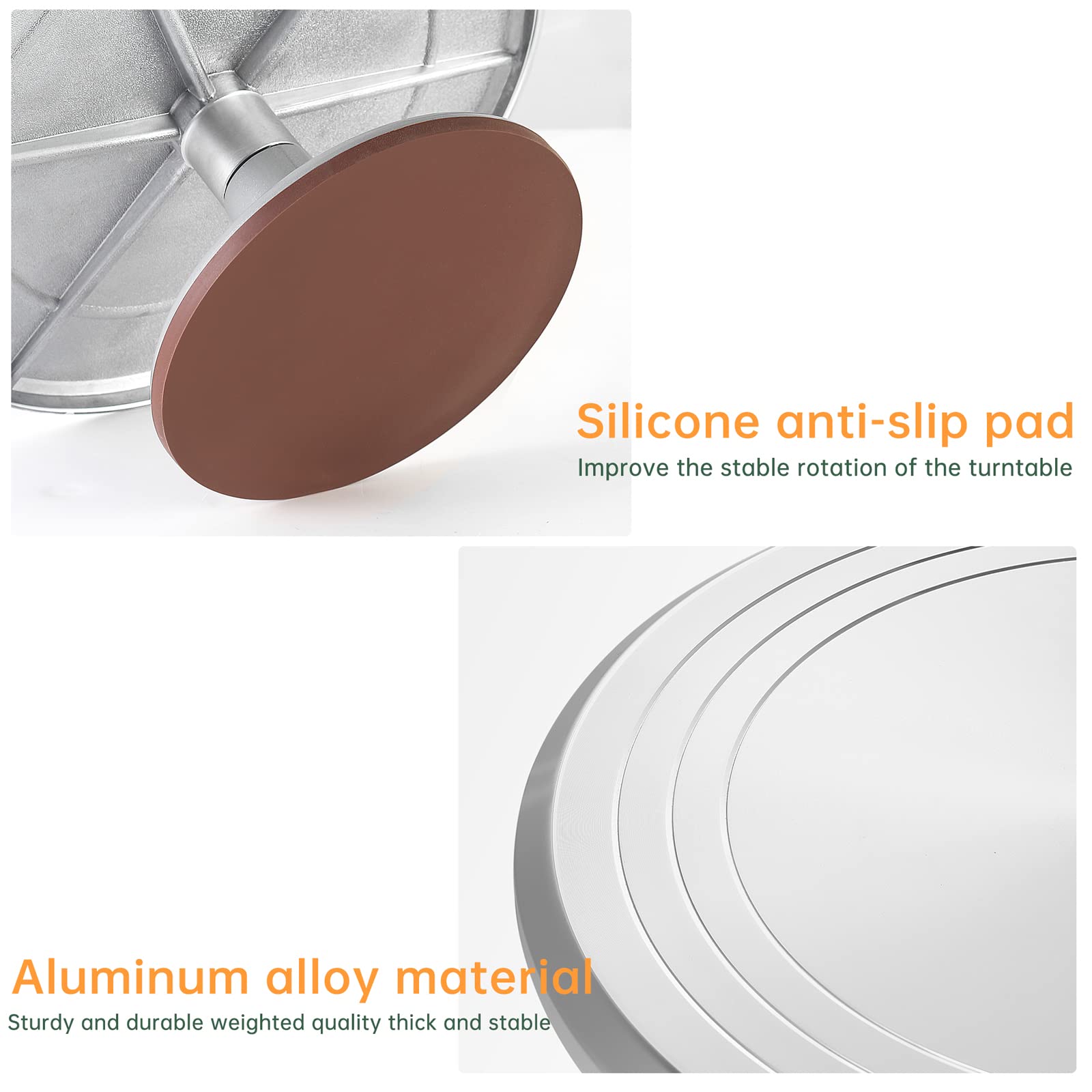 12 Inch Round Aluminum Revolving Cake Decorating Stand - Heavy Duty Cake Turntable for Smooth Rotation, Perfect for Cake Decorating, Pastries, Cupcakes & Dessert Presentation - Ideal for Home Bakers & Professional Chefs