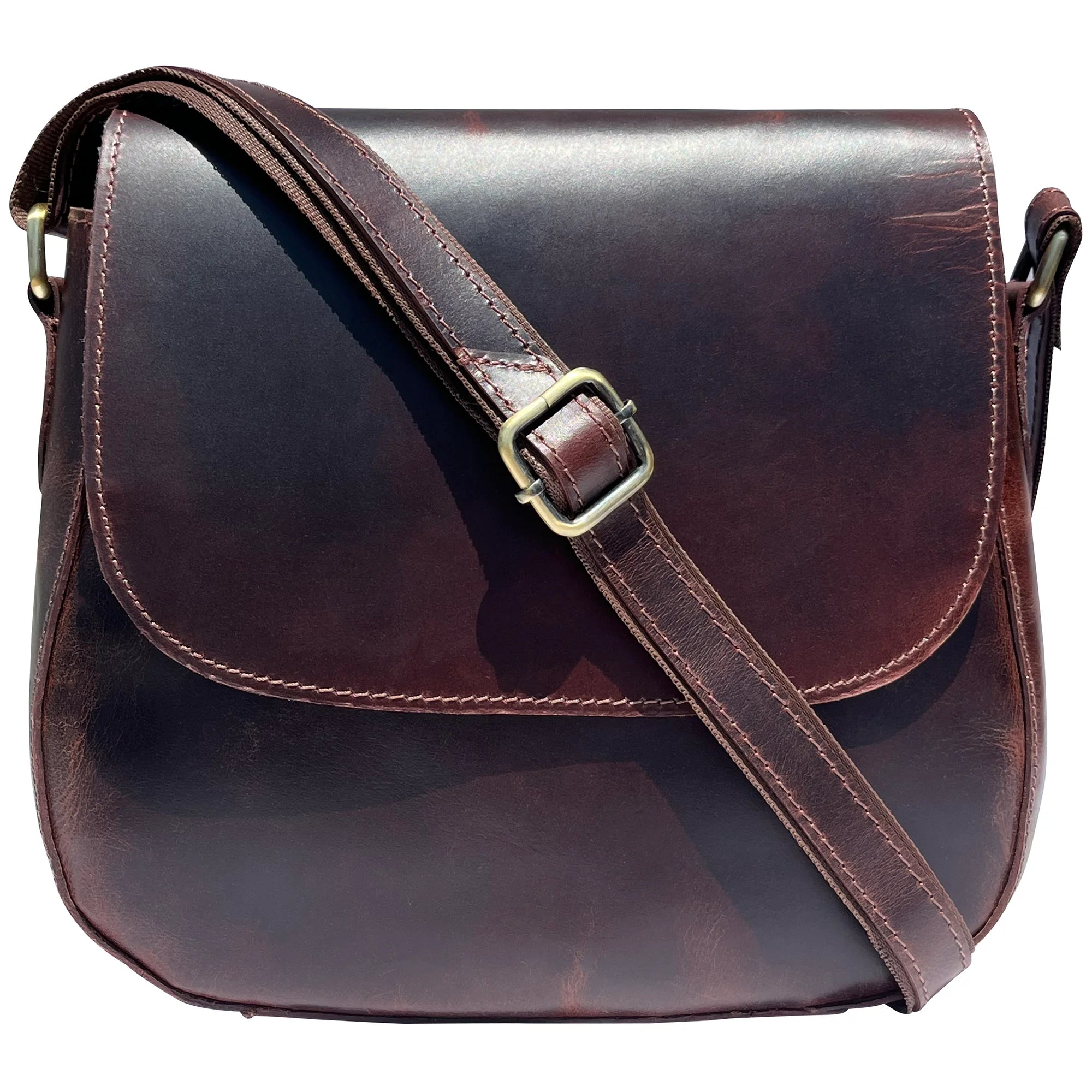 Genuine Leather Crossbody Shoulder Bag for Women - Stylish Saddle Purse for Everyday Use, Travel & Work