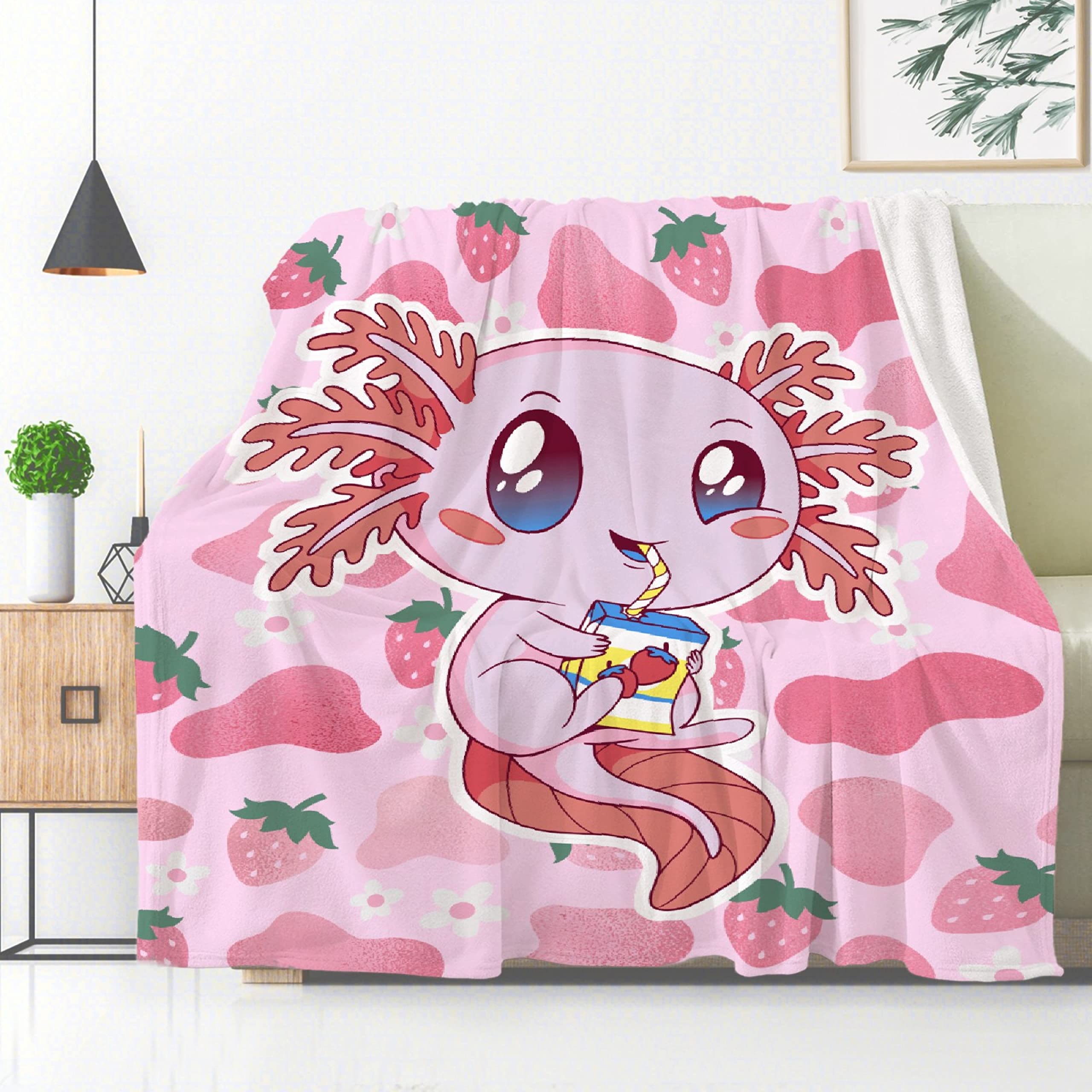 Soft Pink Axolotl Fleece Blanket 120