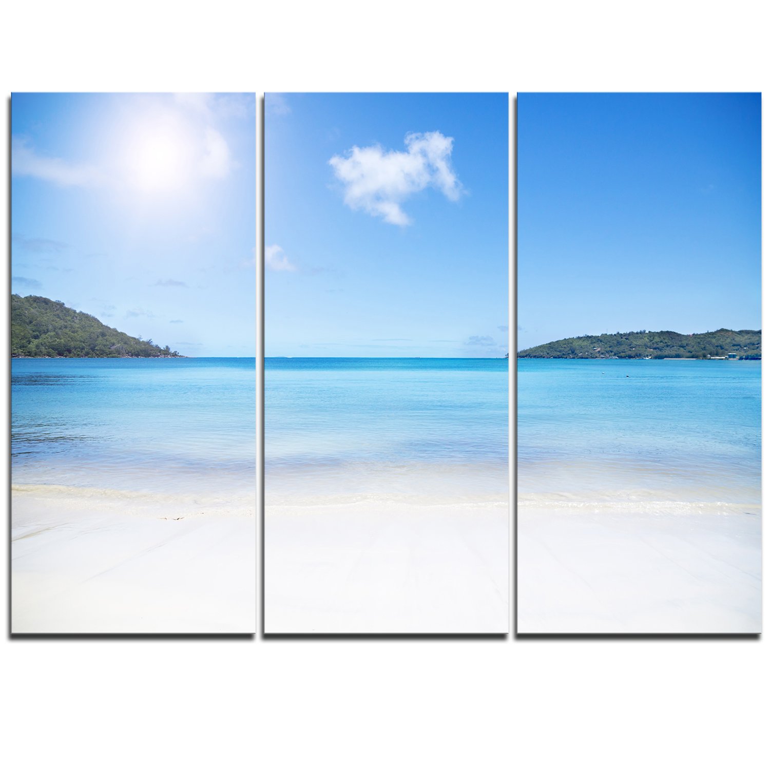 Contemporary Seascape Canvas Art - Calm Beach of Azure Indian Ocean Wall Decor for Living Room, Bedroom & Office | Coastal Home Decor