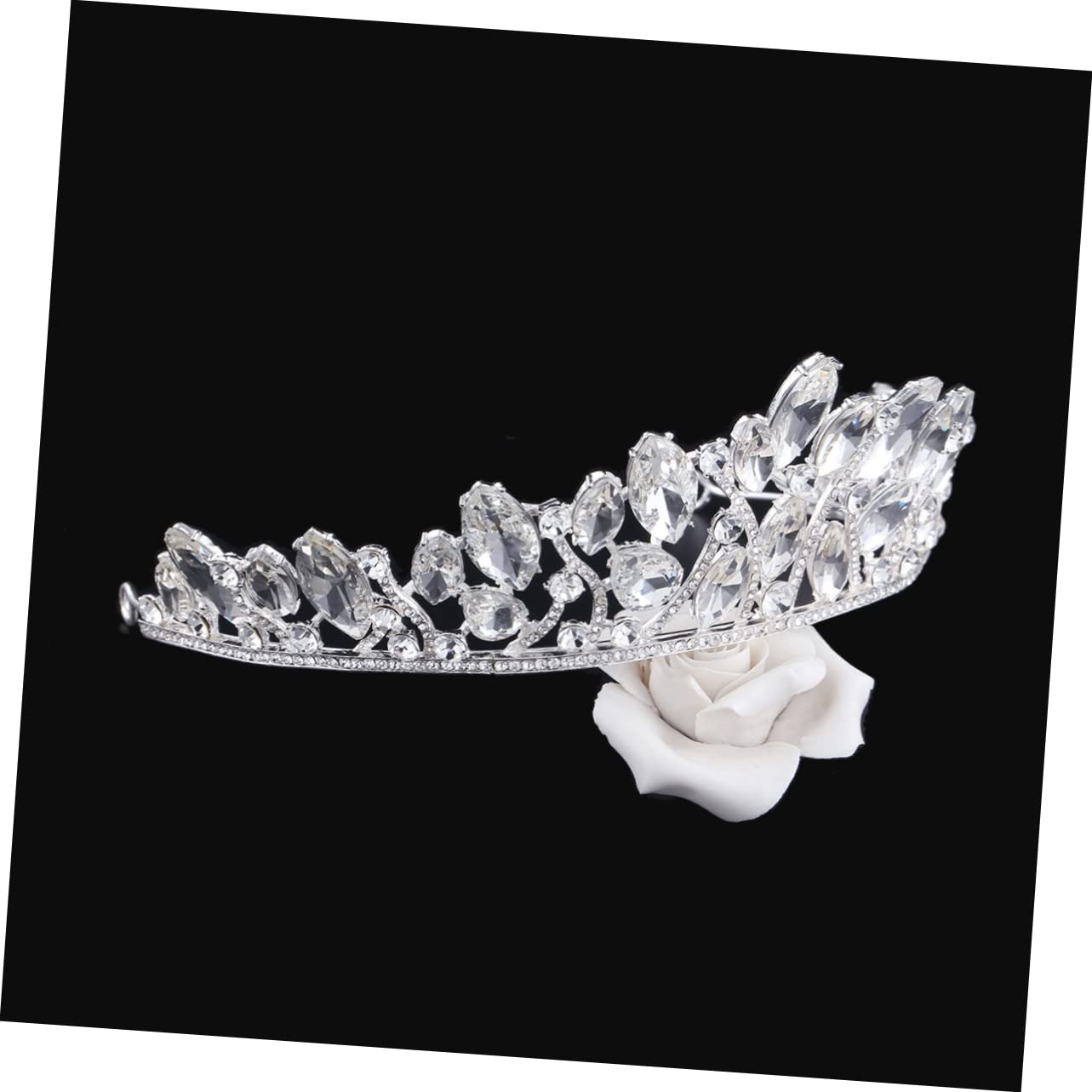 Beavorty 2-Piece Lockable Bridal Headpiece Set - Rhinestone Wedding Headbands, Princess Tiara & Crystal Comb for Bride (White) | Perfect for Weddings, Prom, Pageants & Special Occasions