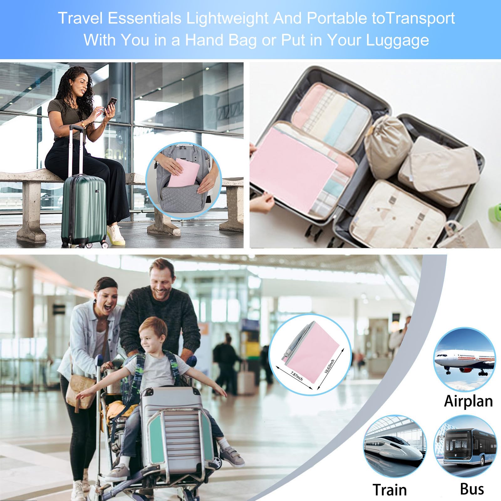FOTN Toddler Airplane Bed - Kids Travel Seat Extender & Portable Footrest for Safe Sleeping on Flights | Airplane Essentials for Infants & Children | Perfect for Long Trips & Overnight Travel (Pink)