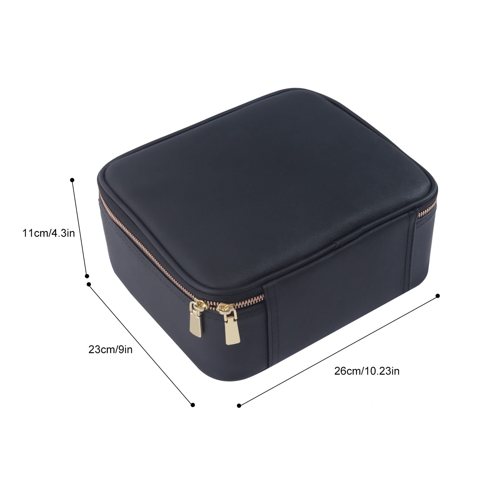Professional Travel Cosmetic Bag with Mirror & Brush Storage - Portable Makeup Train Case for Cosmetologists, Crafters & Makeup Tools Organization (Black) | Perfect for Travel, Salon Use & Daily Makeup Storage