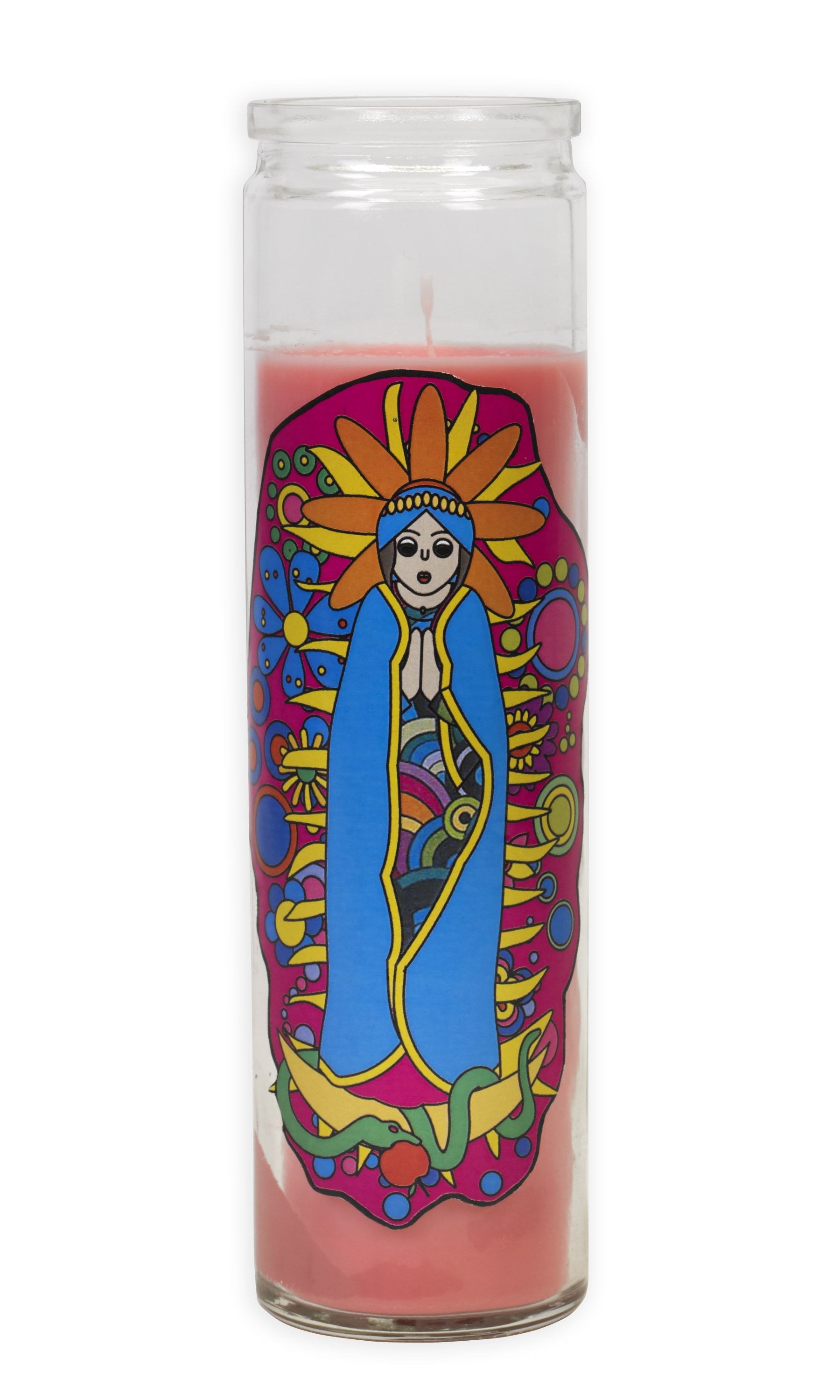 Virgin of Guadalupe Candle - Vibrant Pop Art Style Religious Candle for Prayer, Home Altar & Spiritual Decor