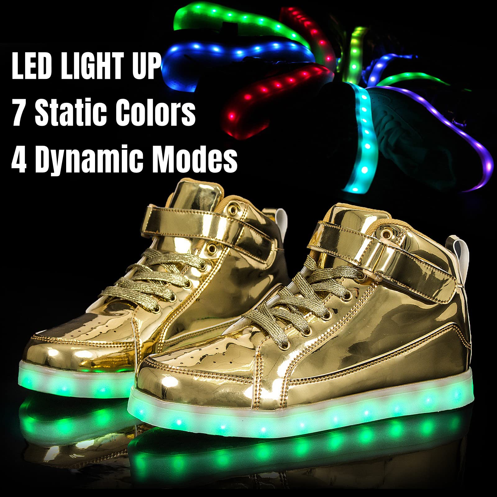 **IGxx LED Light Up Sneakers for Kids - High Top Glowing Shoes for Boys & Girls, Fashionable & Fun for Nighttime Play, Parties & Outdoor Activities**