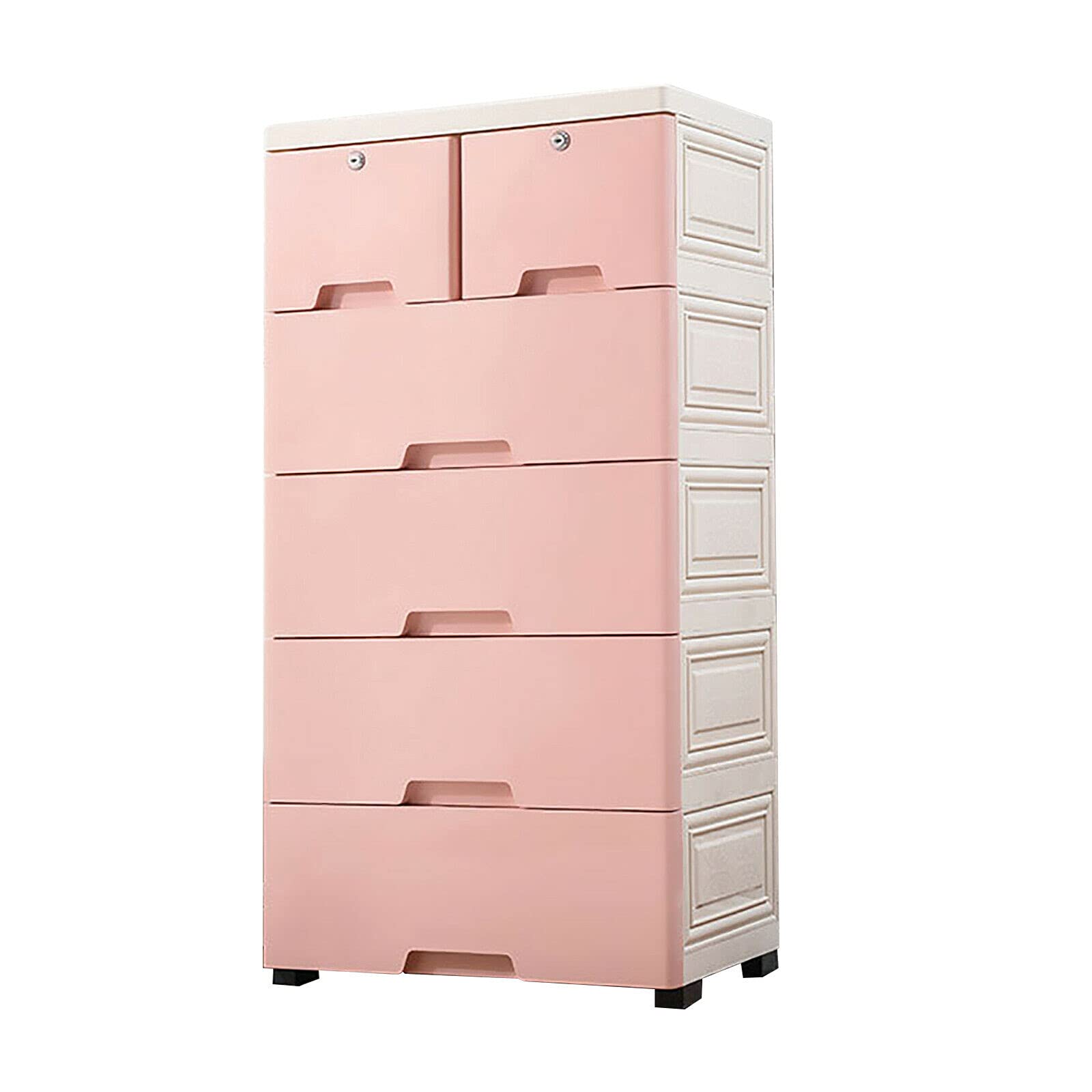 6-Drawer Plastic Storage Tower Organizer - 40 x 19.7 Inch Portable Dresser Cabinet for Closet, Bedroom & Office - Multi-Layer Pink Storage Solution for Clothes, Toys & Home Organization