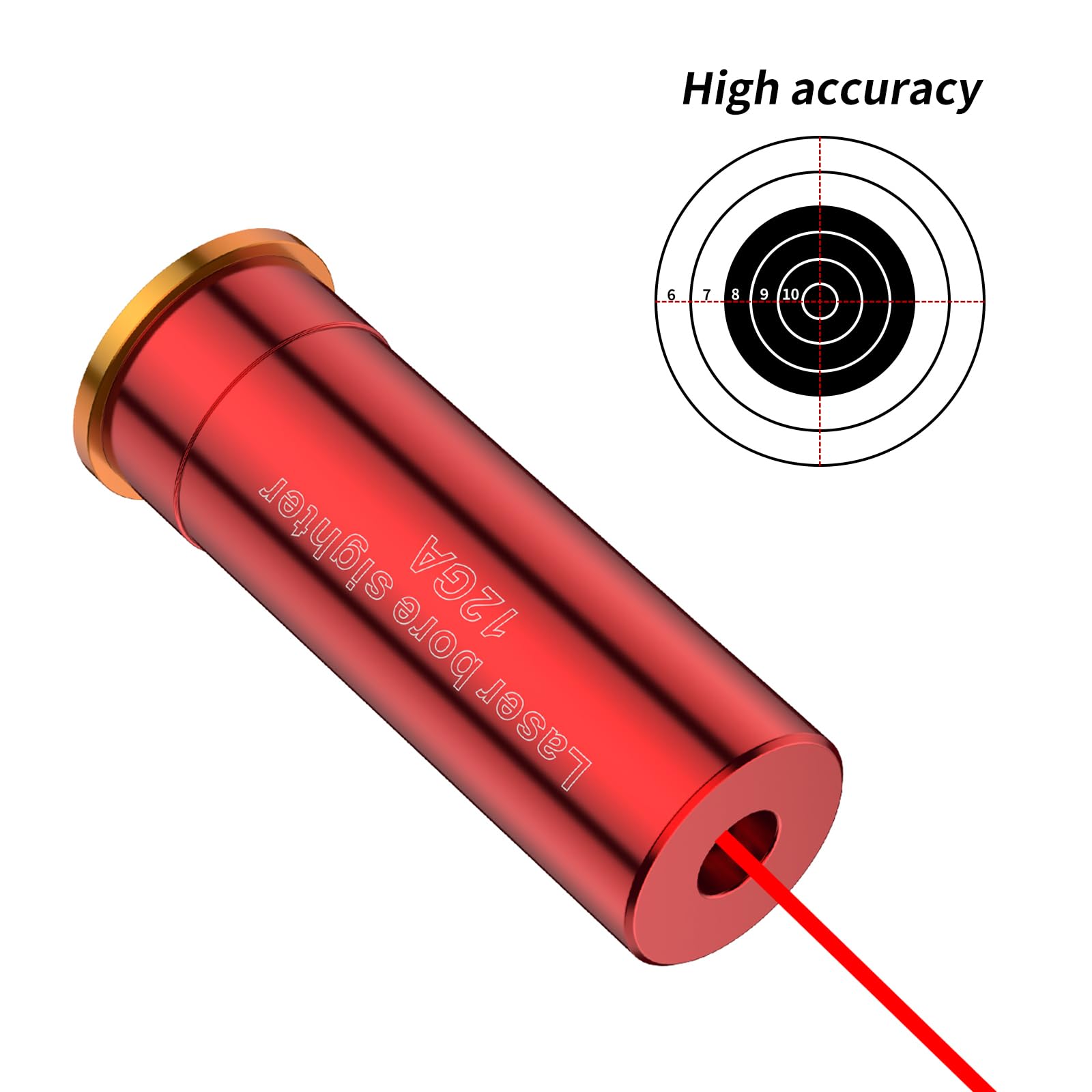 12 Gauge Bore Sight Red Laser Boresighter - Precision Gunsmithing Tool with 2 Sets of Batteries for Shotgun, Rifle & Handgun Sight Alignment - Perfect for Hunting, Target Practice & Firearm Maintenance