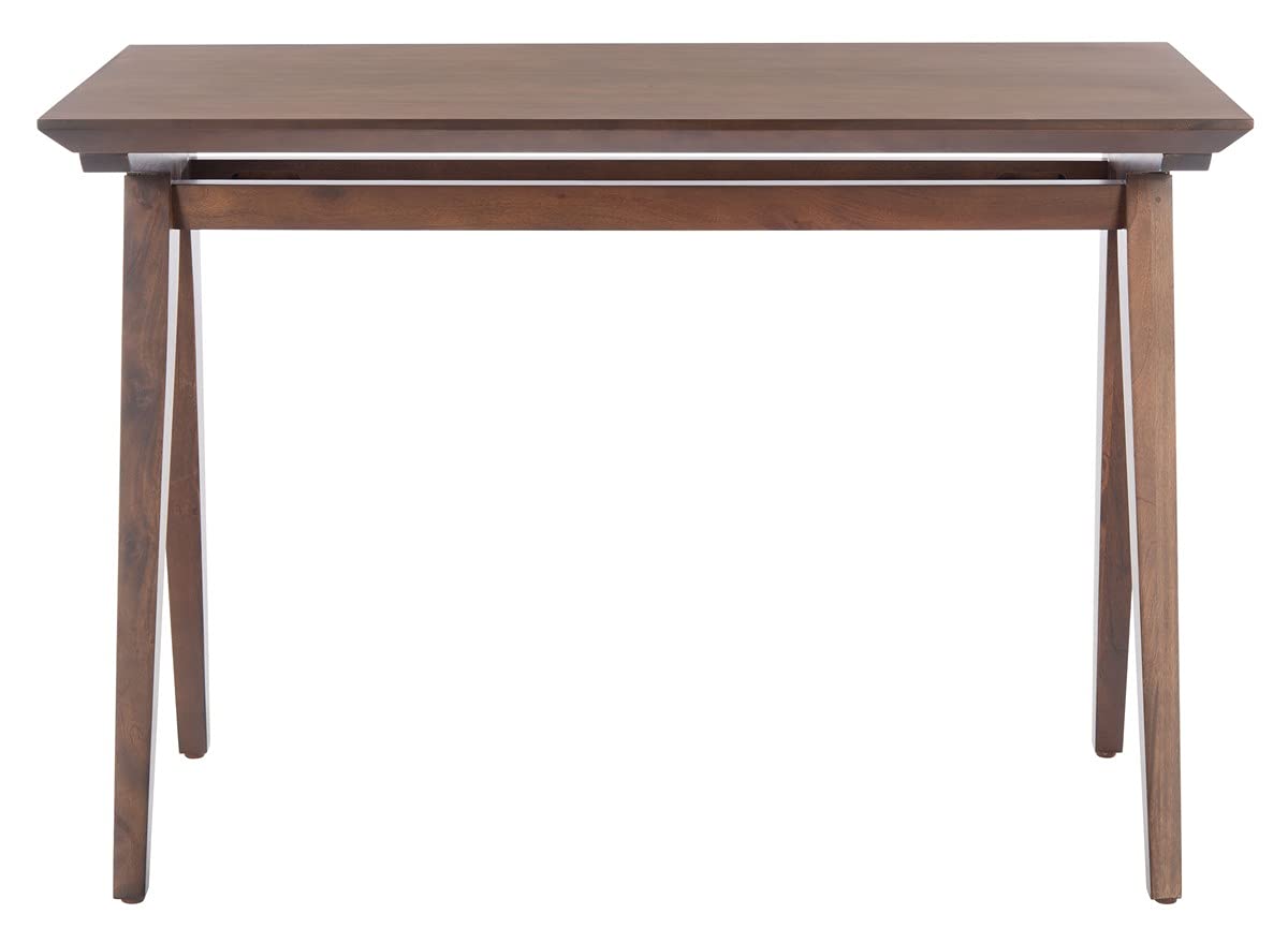 SAFAVIEH Reid Walnut Computer Desk - Modern Home Office Workstation with Storage Shelf, Study Writing Table for Small Spaces | Perfect for Remote Work, Online Classes & Home Office Setup