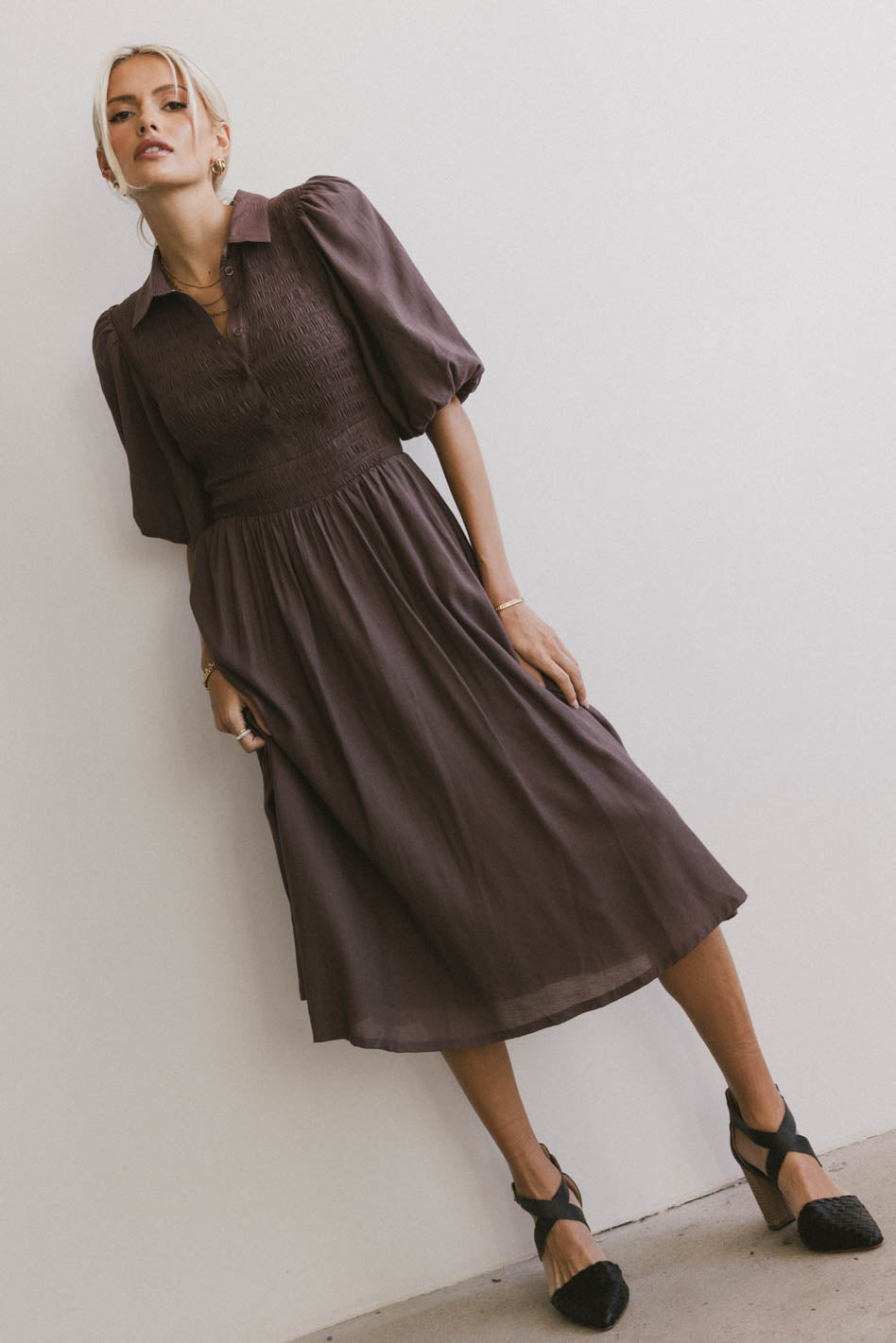 Elegant Belen Midi Dress in Mauve - Women's Flowy Summer Dress for Casual Wear & Special Occasions | Final Sale