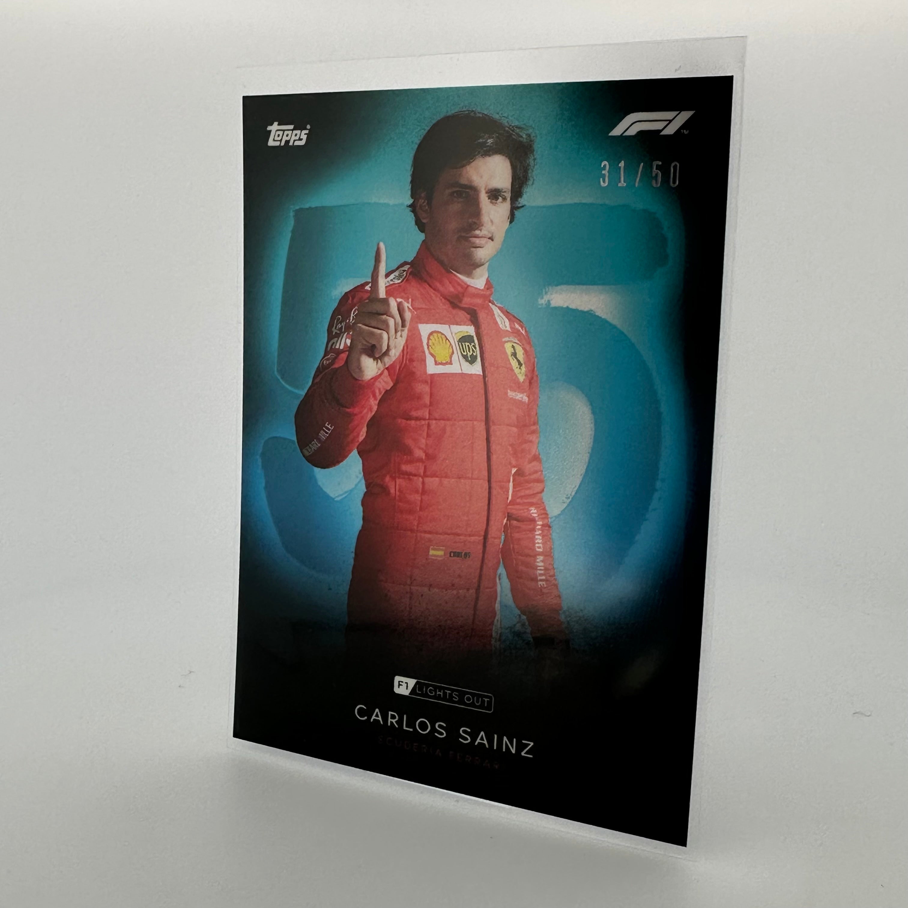 Carlos Sainz F1 Driver 31/50 Aqua Parallel Racing Card - Perfect for Collectors, Fans, and Sports Memorabilia Enthusiasts