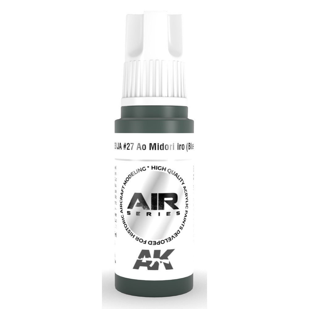 AK Interactive AK11903 Air Series IJA No.27 Ao Midori Blue Green Acrylic Paint - 17ml Bottle for Scale Models, Miniatures & Dioramas - Premium 3rd Generation Formula for Airbrushing & Hand Painting