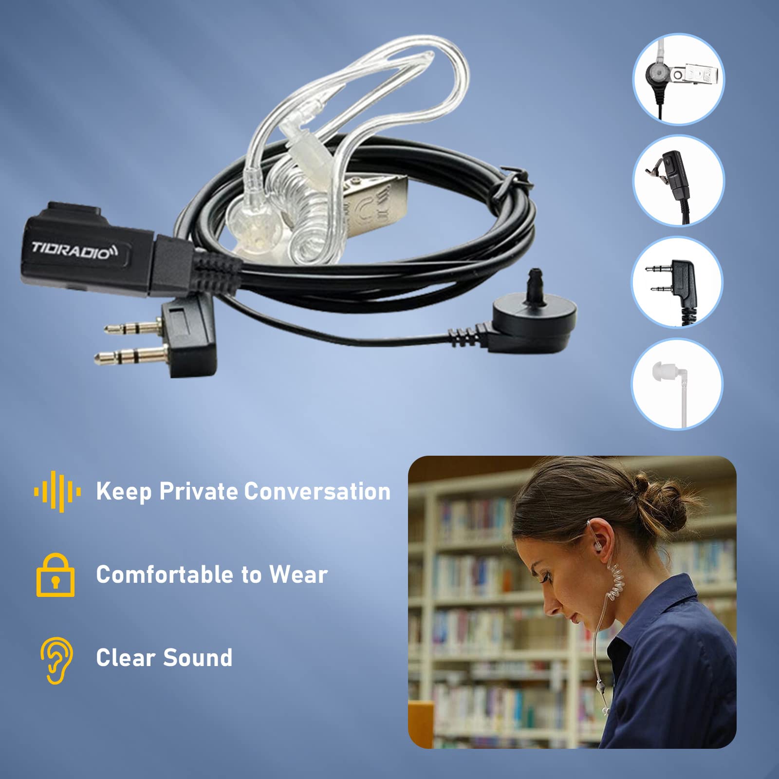 TIDRADIO TD-M8s Rechargeable 2-Way Walkie Talkies (10 Pack) - License-Free VOX Two-Way Radios with Earpiece for Adults - Perfect for School, Church, Restaurant, Business & Office Communication