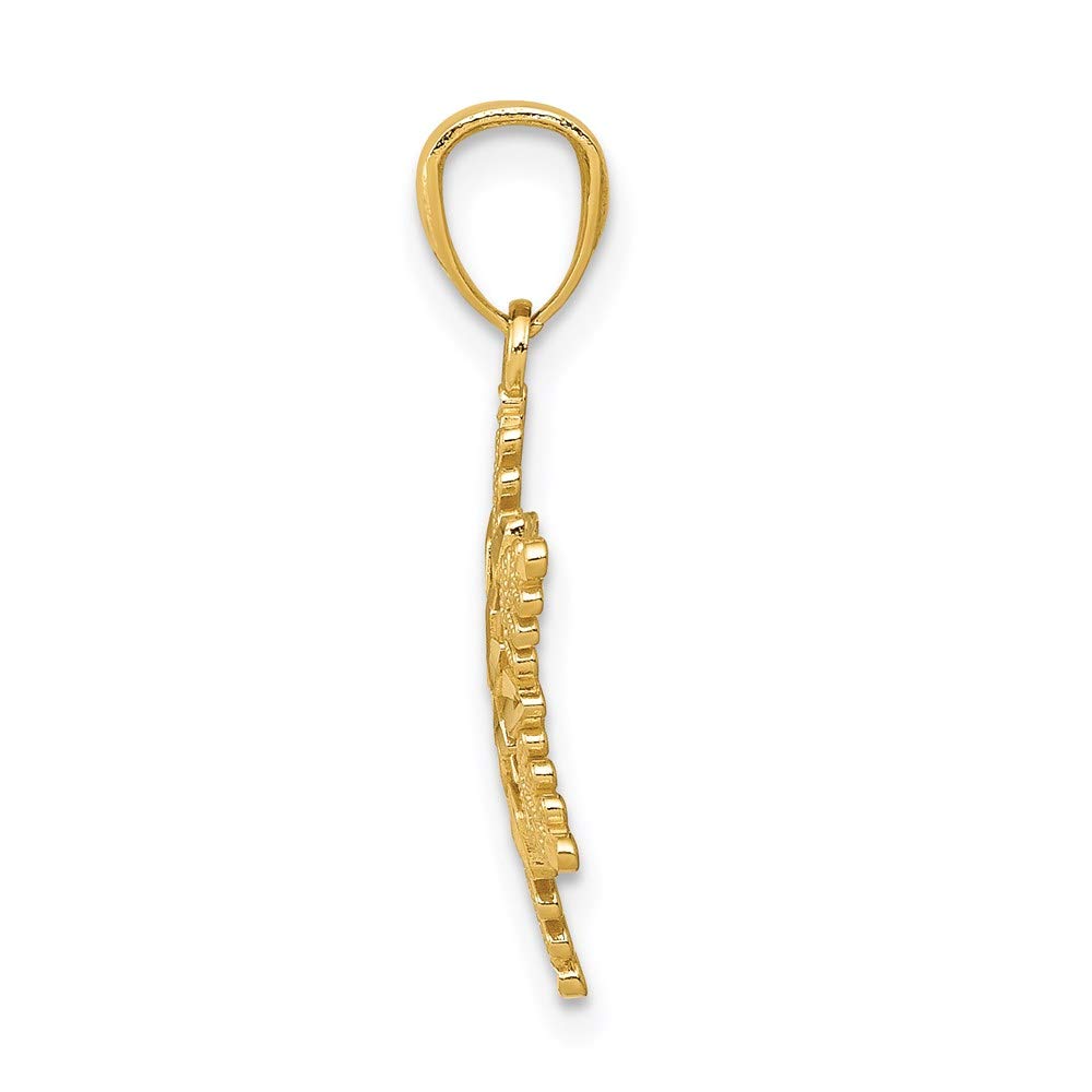 The Black Bow 14k Yellow Gold Diamond Cut Polished Snowflake Pendant 13mm - Perfect for Holiday Gifts & Winter Fashion