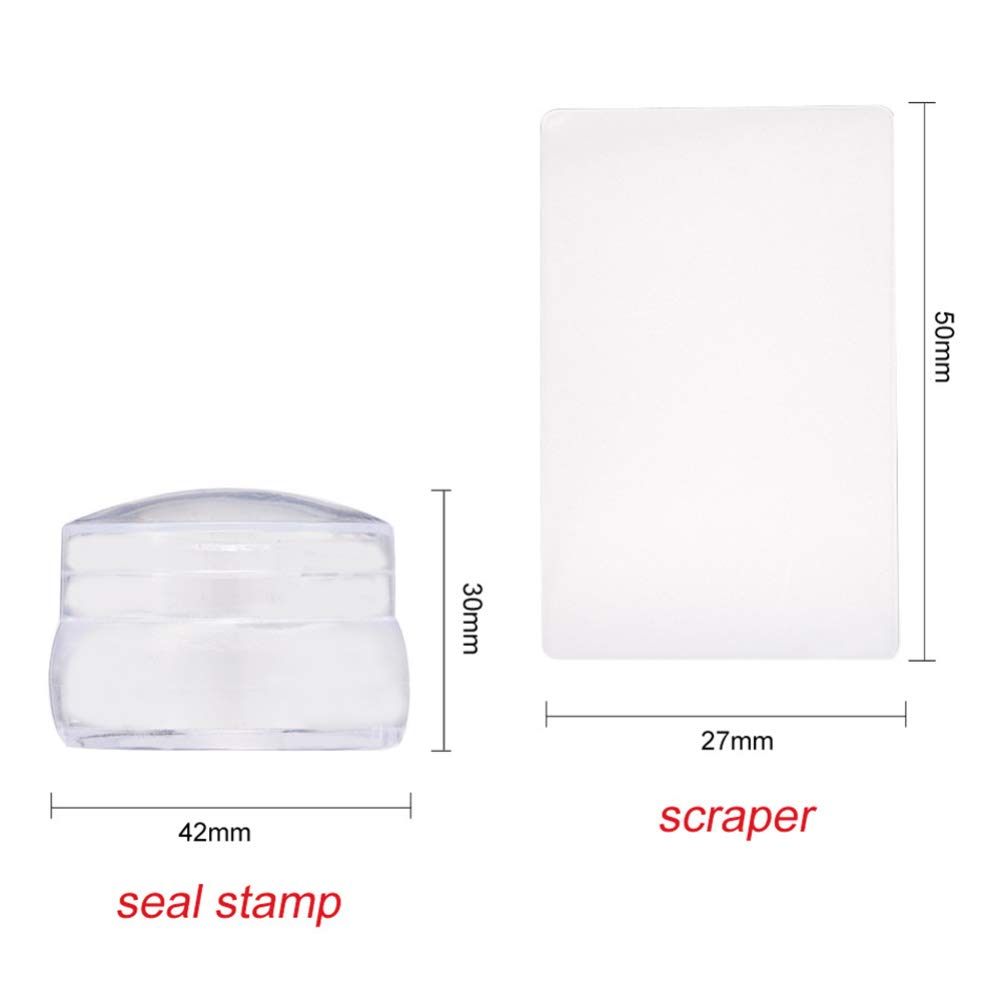 Lurrose Silicone Nail Art Stamper Set - Jelly Stamper for Nail Designs, Clear Nail Stampers with Cover - Perfect for DIY Manicures, Salon Nail Art & Professional Nail Stamping