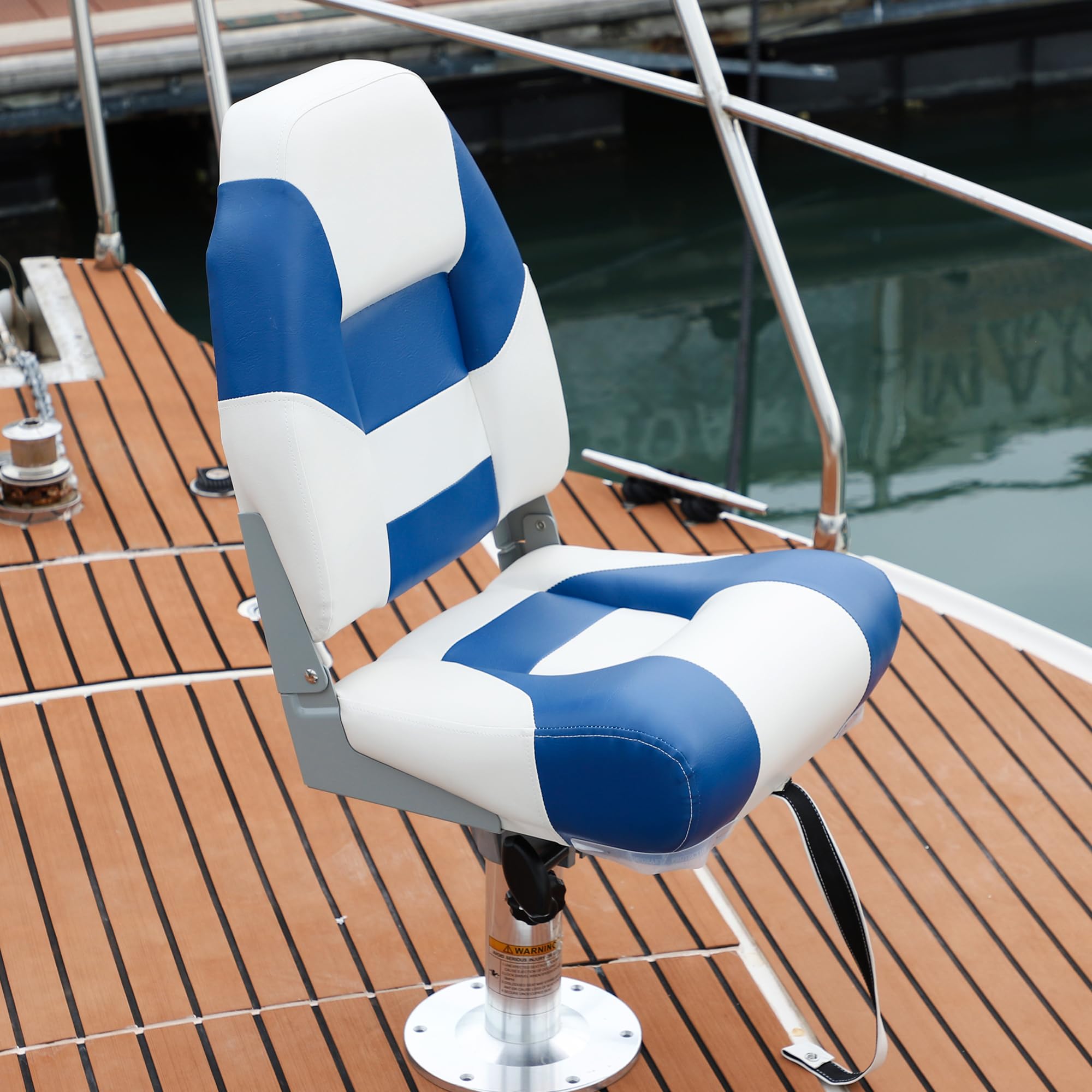 NORTHCAPTAIN Deluxe Marine High Back Folding Fishing Boat Seat Pair with Stainless Steel Screws - Comfortable Boat Seating for Fishing, Boating & Water Sports