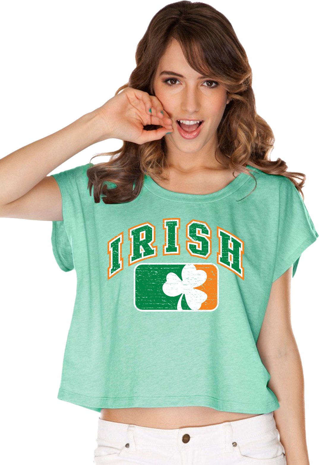 St. Patrick's Day Distressed Irish Shamrock Women's Boxy T-Shirt | Vintage Style Graphic Tee for Casual Wear & Holiday Parties